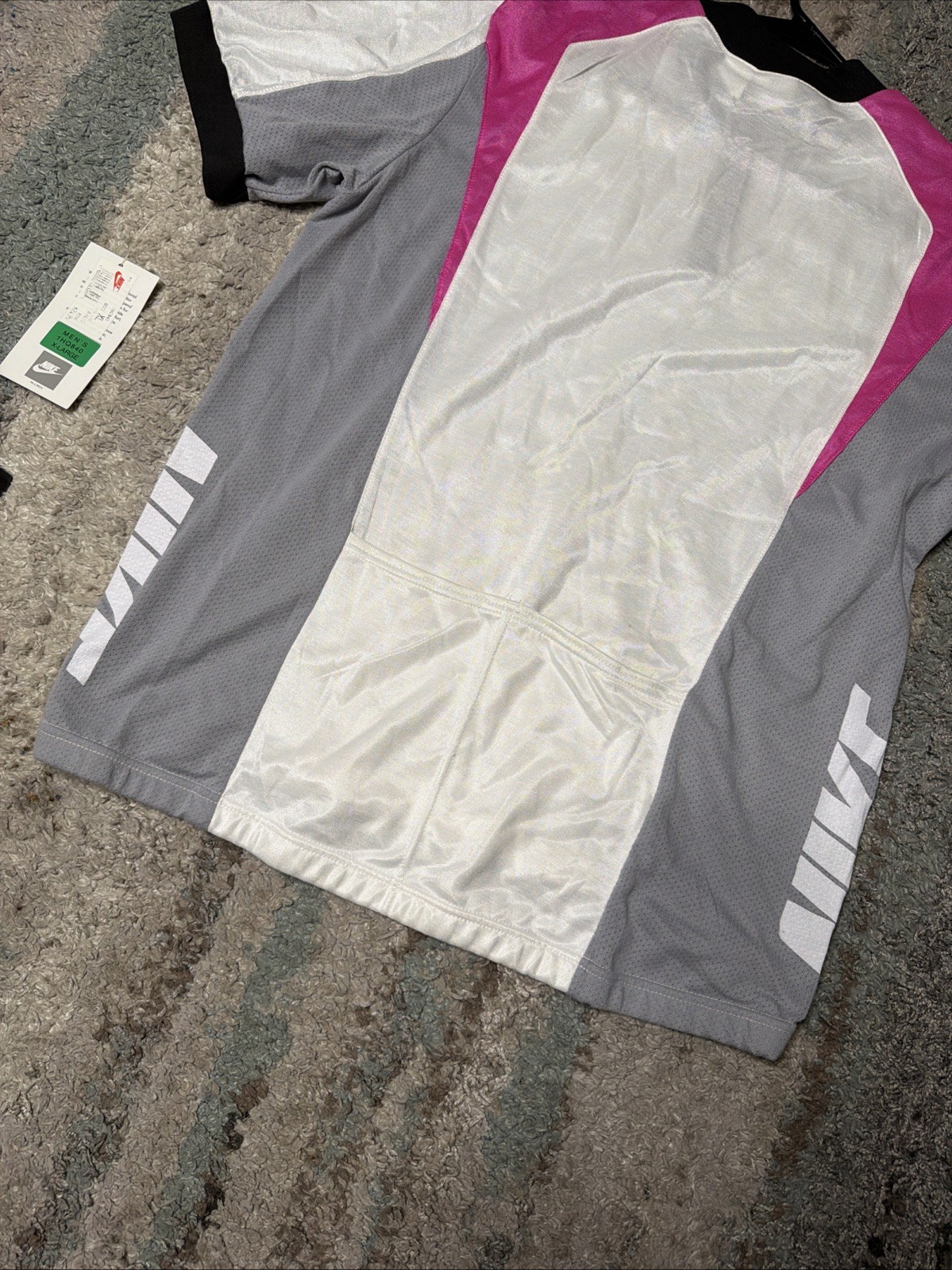 Vintage Nike Cycling Jersey Shirt Grey/pink Men’s XL Cotton