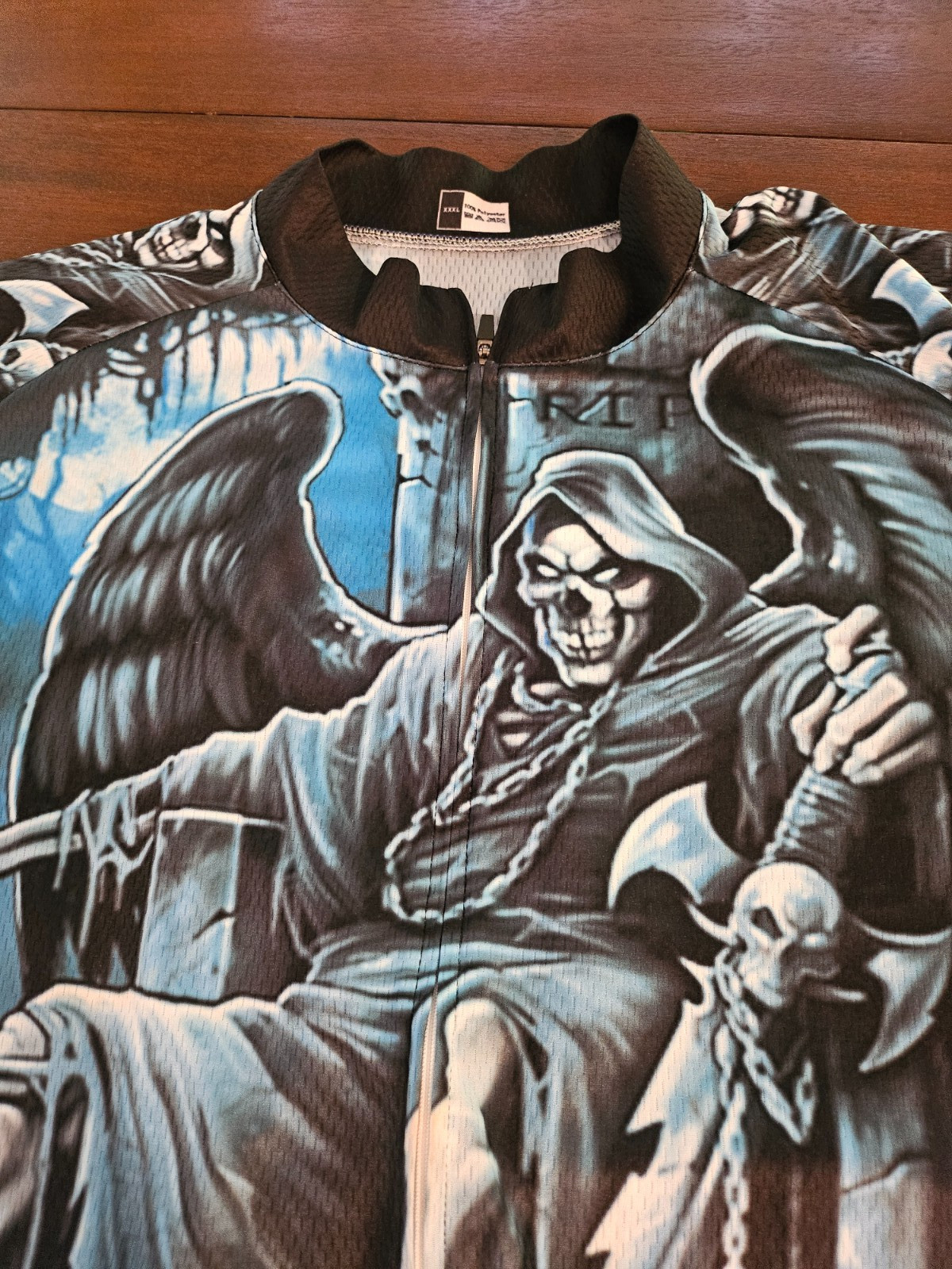 Weimostar Cycling Jersey Short Sleeve Rock Grim Reaper Black Blue Men’s 3XL