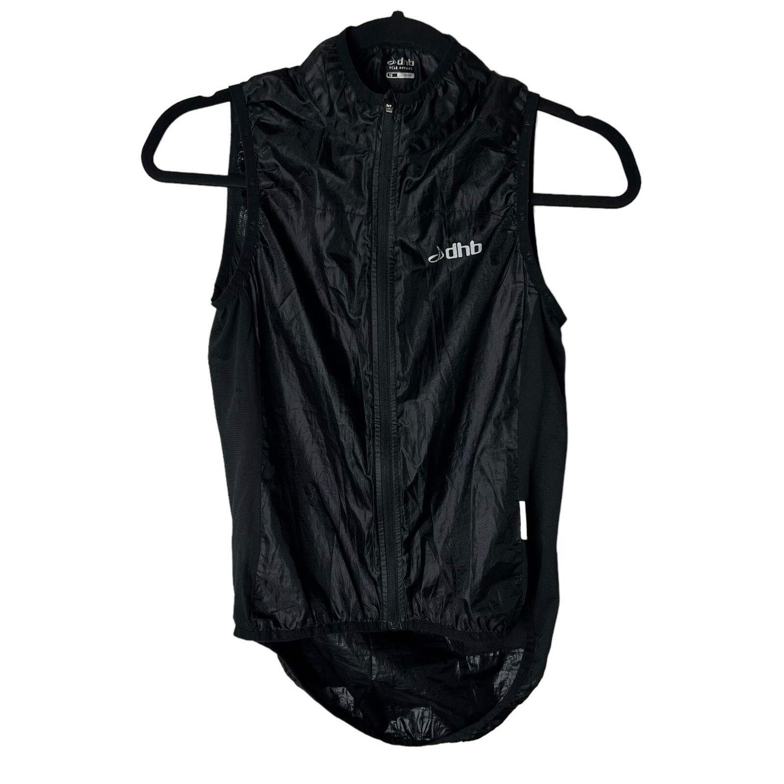 DHB Cycle Black Bike Vest Jersey Womens 10 Sleeveless Full Zip High Neck Spinnin