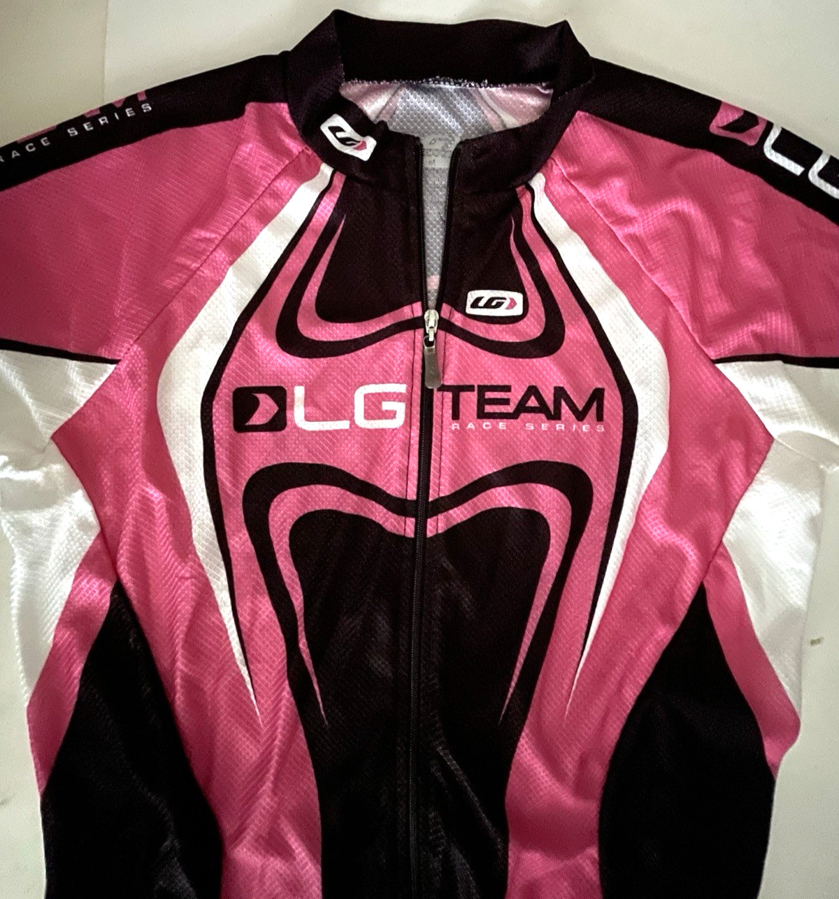 LOUIS GARNEAU Women’s M PINK & BLACK Bike Cycling Jersey Full Zip Shirt LG TEAM