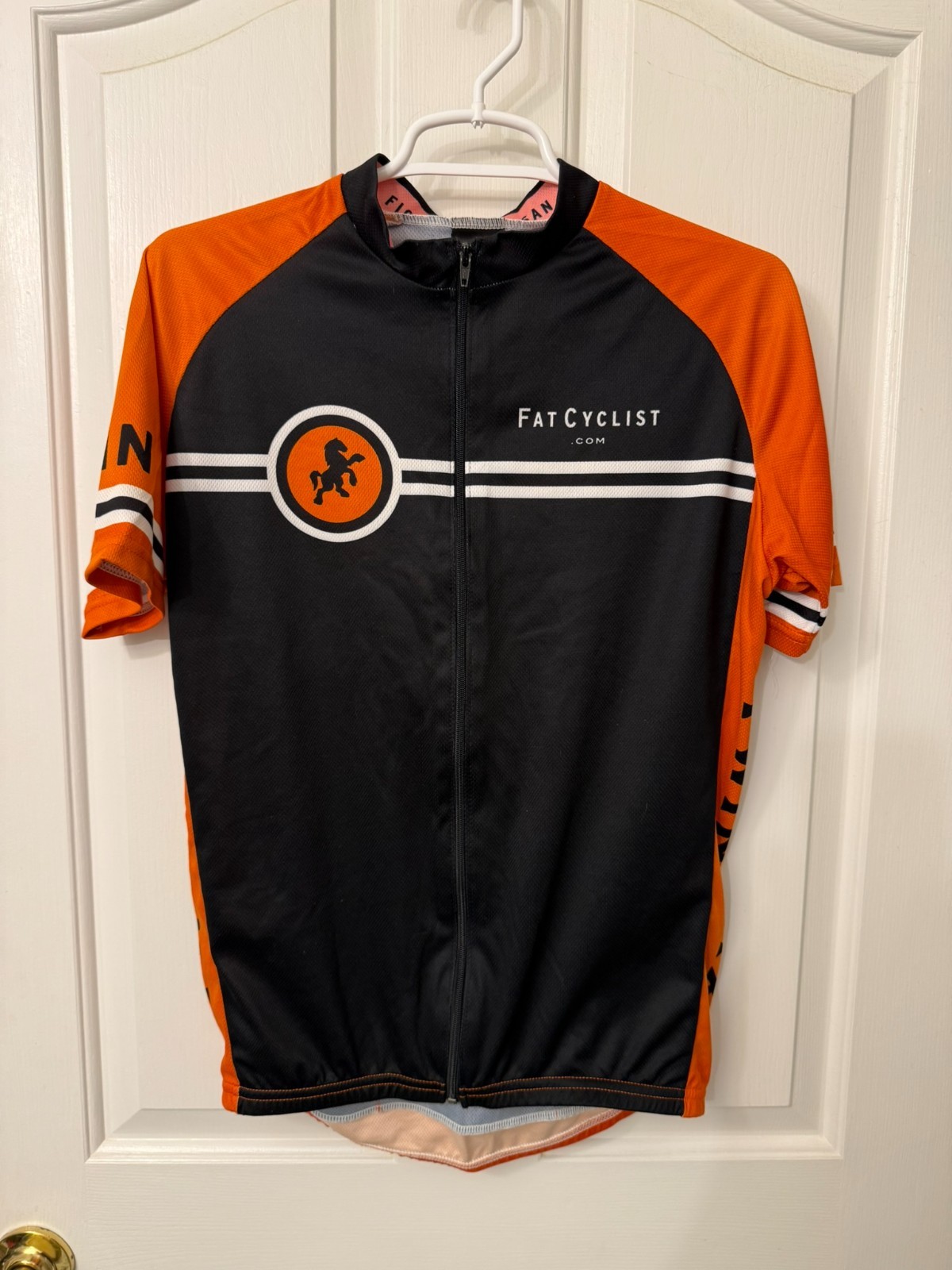 Fat Cyclist Twin Six Orange Black Cycling Jersey Size L