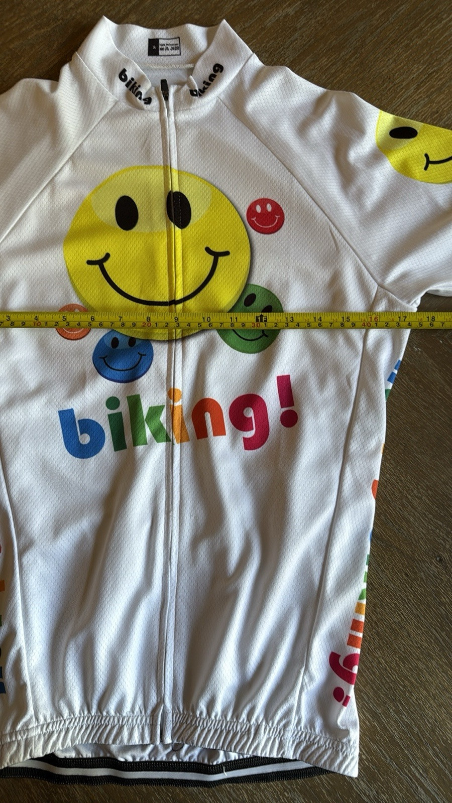 Happy Biking Cycling Shirt Jersey Short Sleeve Size S