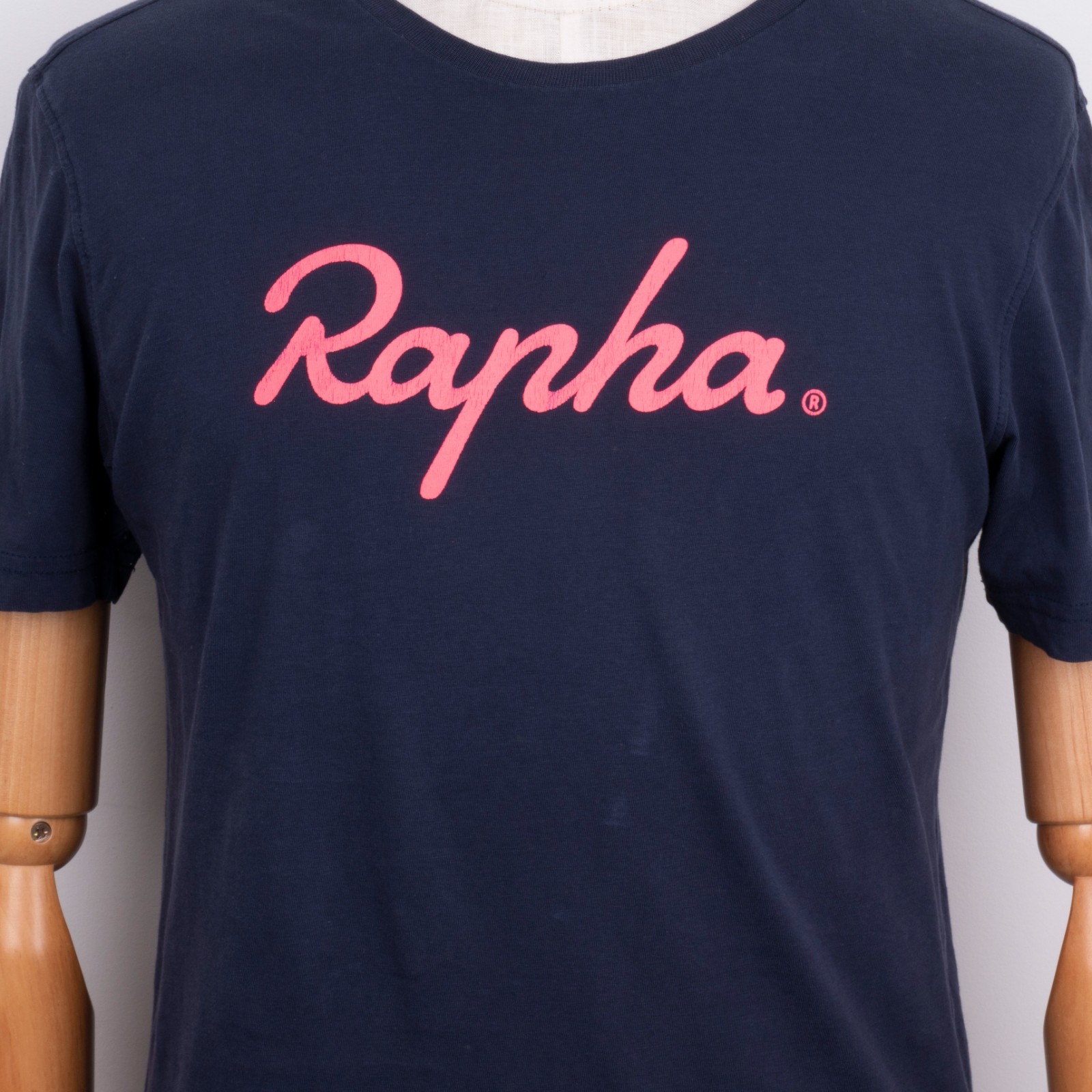 Rapha Logo Graphic Cotton T-Shirt Size M Navy Blue Crew Neck Short Sleeve