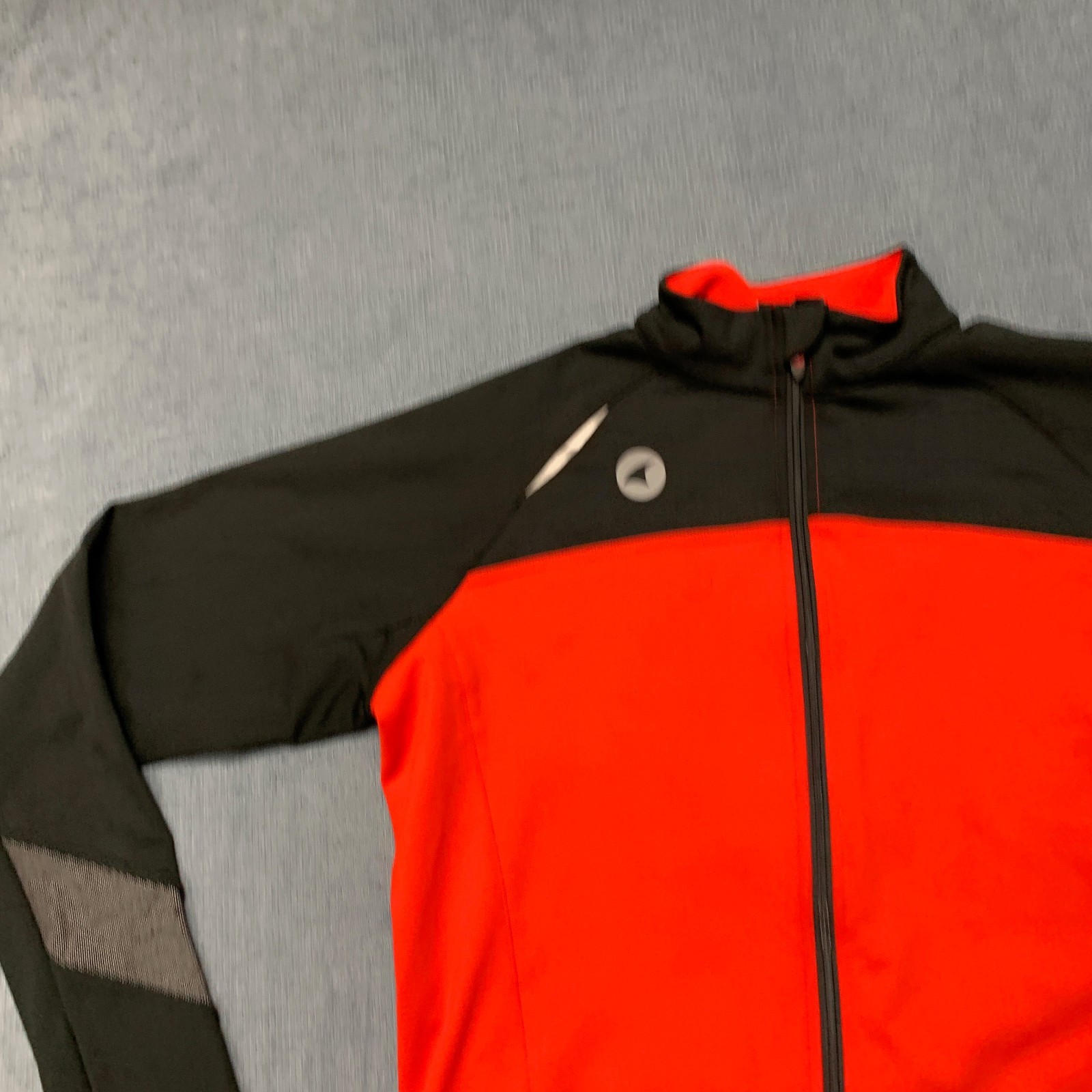 Pactimo Cycling Jersey Mens Small Black Red Raglan Sleeve Mock Neck Full Zip