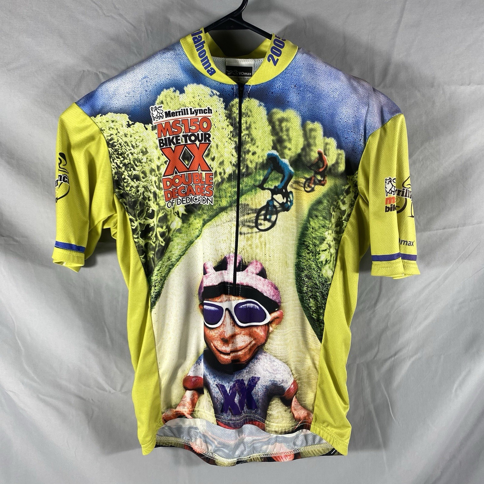 VO Max Cycling Jersey Adult M 3/4 Zip 100% Polyester Yellow 2005 MS OK