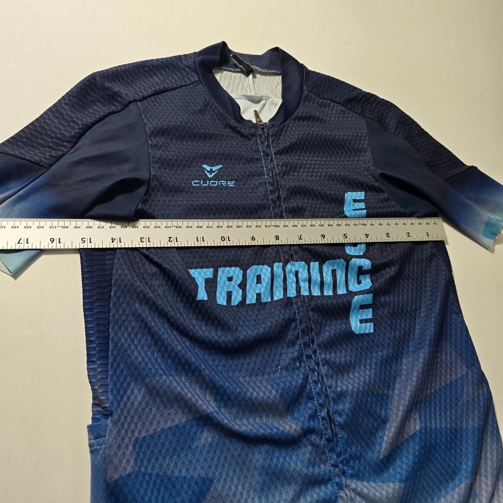 Cuore Cycling Jersey Mens S Blue Training Edge Graphic Stretch Full Zip Athletic