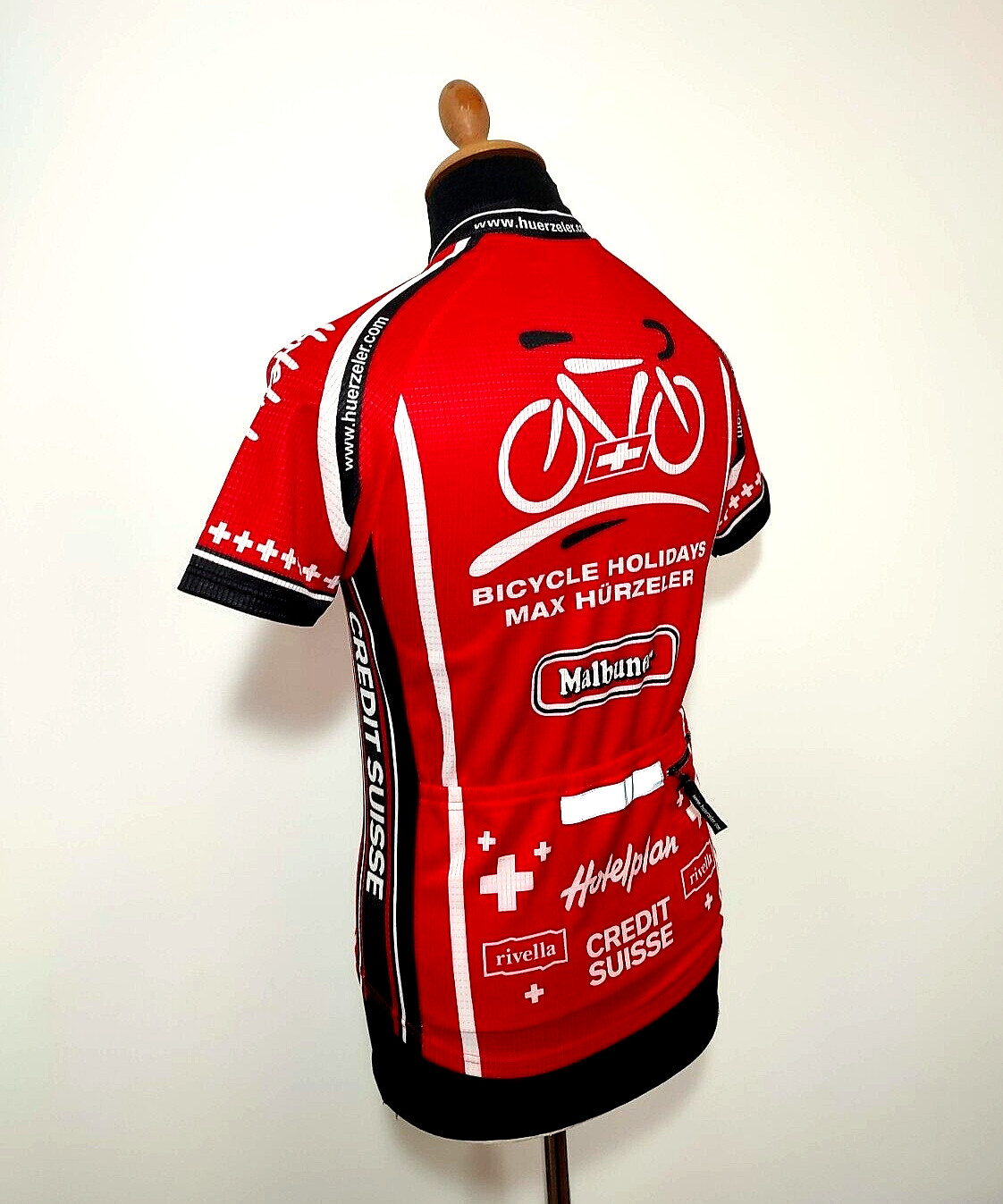 Bicycle Holidays Max Hurzele Cycling Jersey Sz. S Red Swiss Full Zip Mens Red