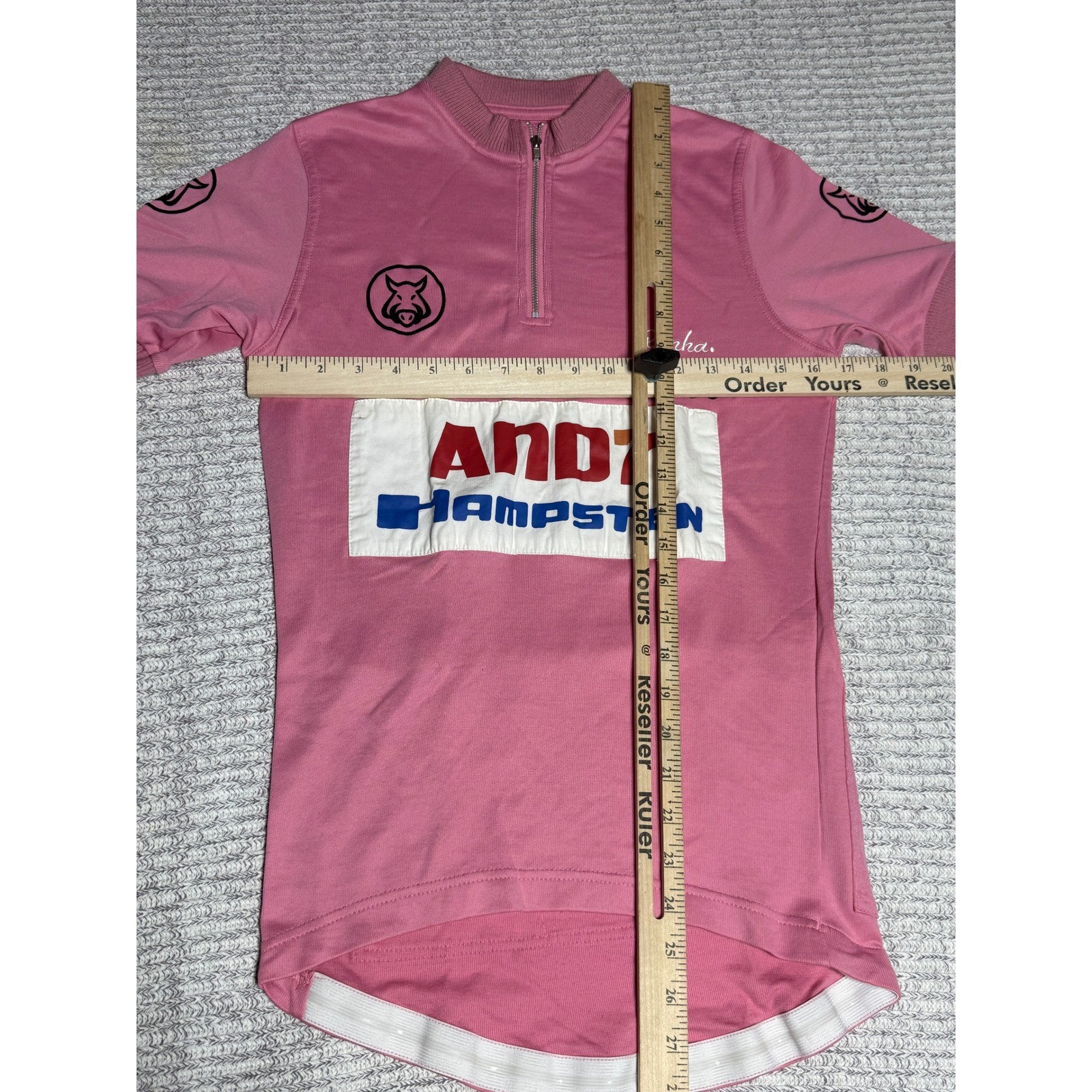 Rapha Cycling Jersey Mens Medium Pink Andy Hampsten Gavia 1988 Quarter Zip Wool