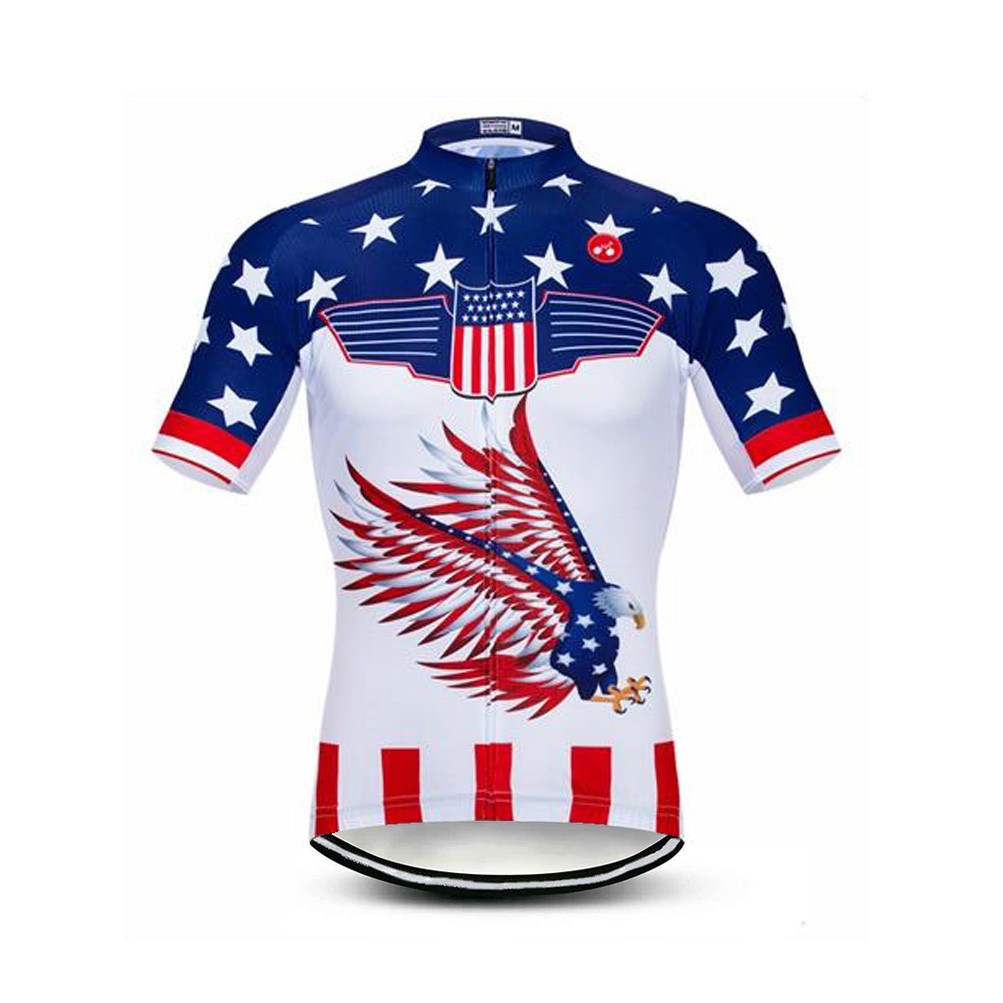 USA Cycling Jersey Men’s Bicycle Bike Jersey Team Cycling Shirt Top Eagle S-5XL