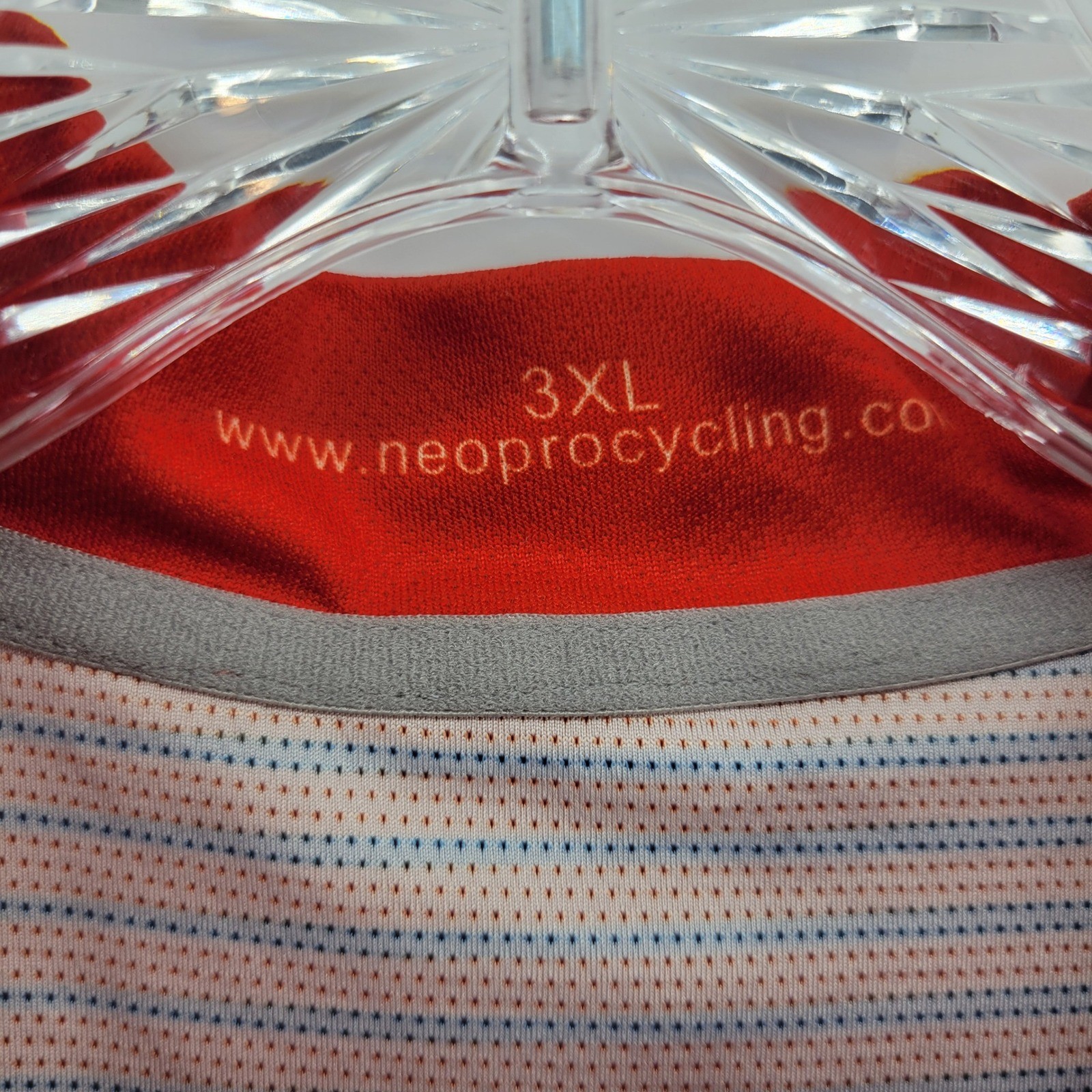 NeoPro Cycling Jersey Mens 3XL Red Navy Blue Striped Full Zip Mesh Bike Shirt