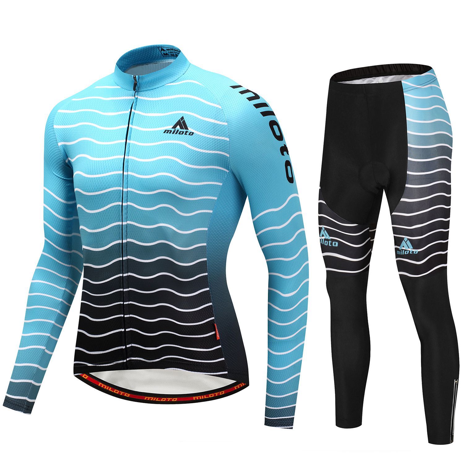 Men’s Bike Clothing Long Sleeve Cycling Jersey Cycle Long (Bib) Tights Pants Kit