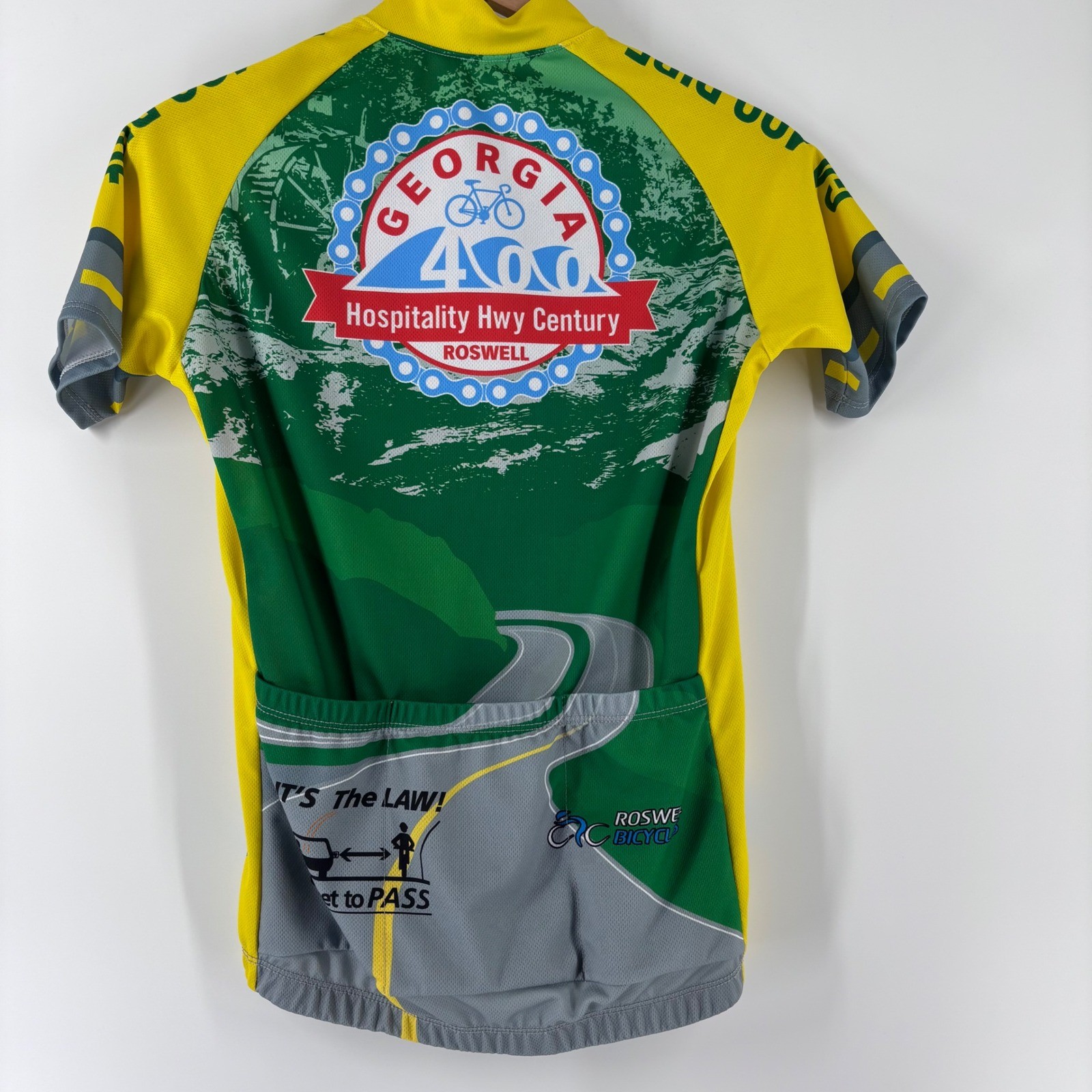 Vomax Cycling Jersey Womens M Green Yellow Georgia 400 Ride Graphic Full Zip USA