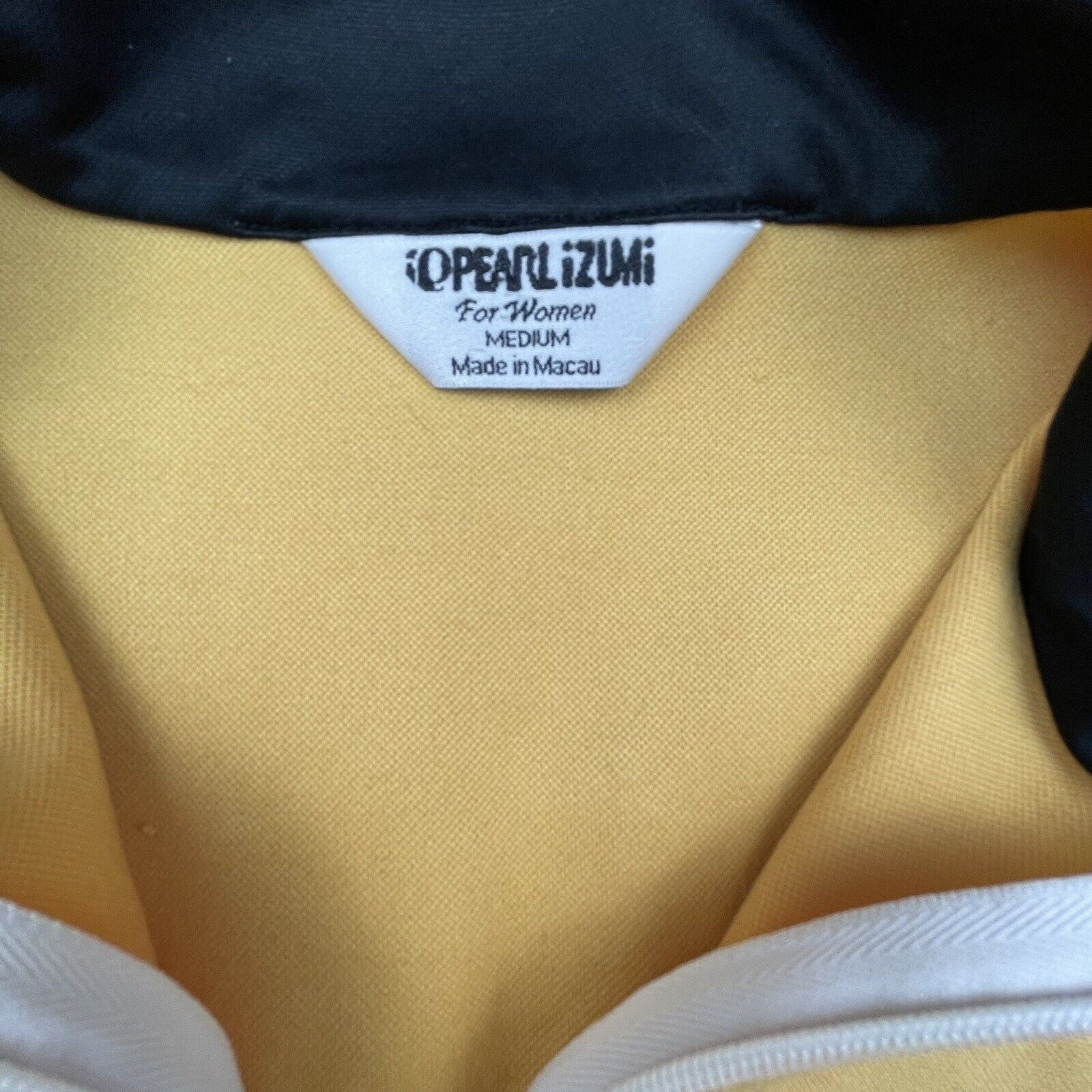 Pearl iZumi Top Womens Medium Cycling Vest Gold Black Back Pockets Long Zip