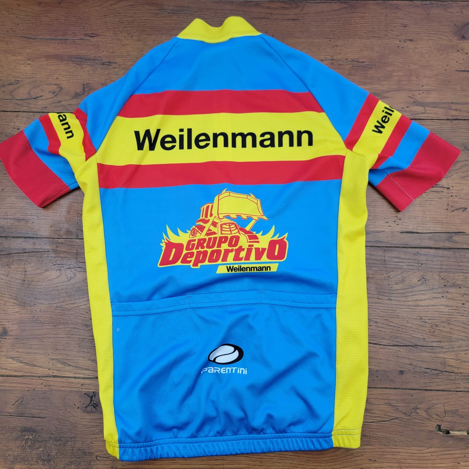 Parentini Mens XXS Cycling Jersey 17″ P2P Bike Pockets Vintage Italy 2XS