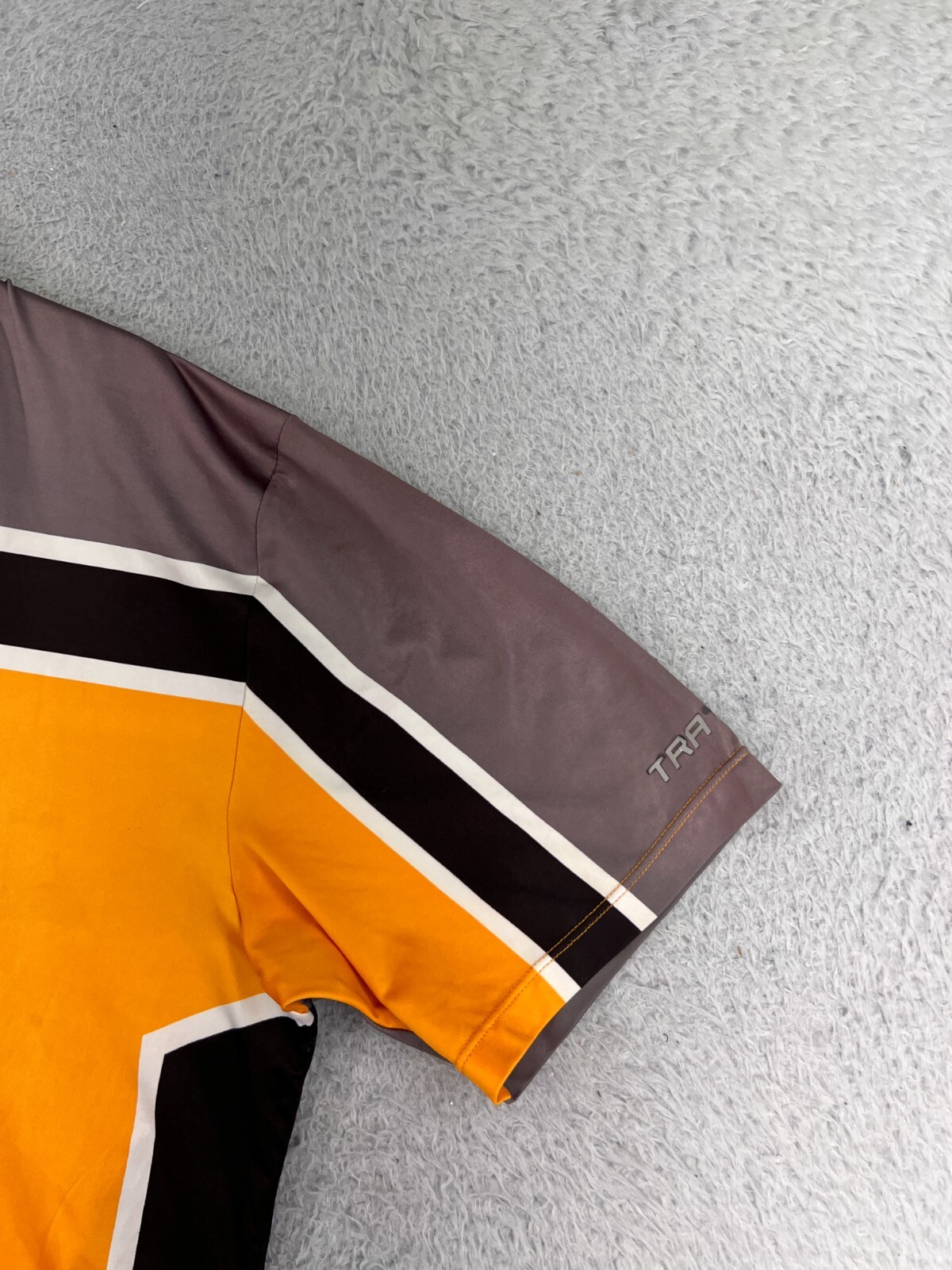 Trayl Cycling Jersey Mens Large Orange Gray 1/2 Zip 100% Polyester Pockets