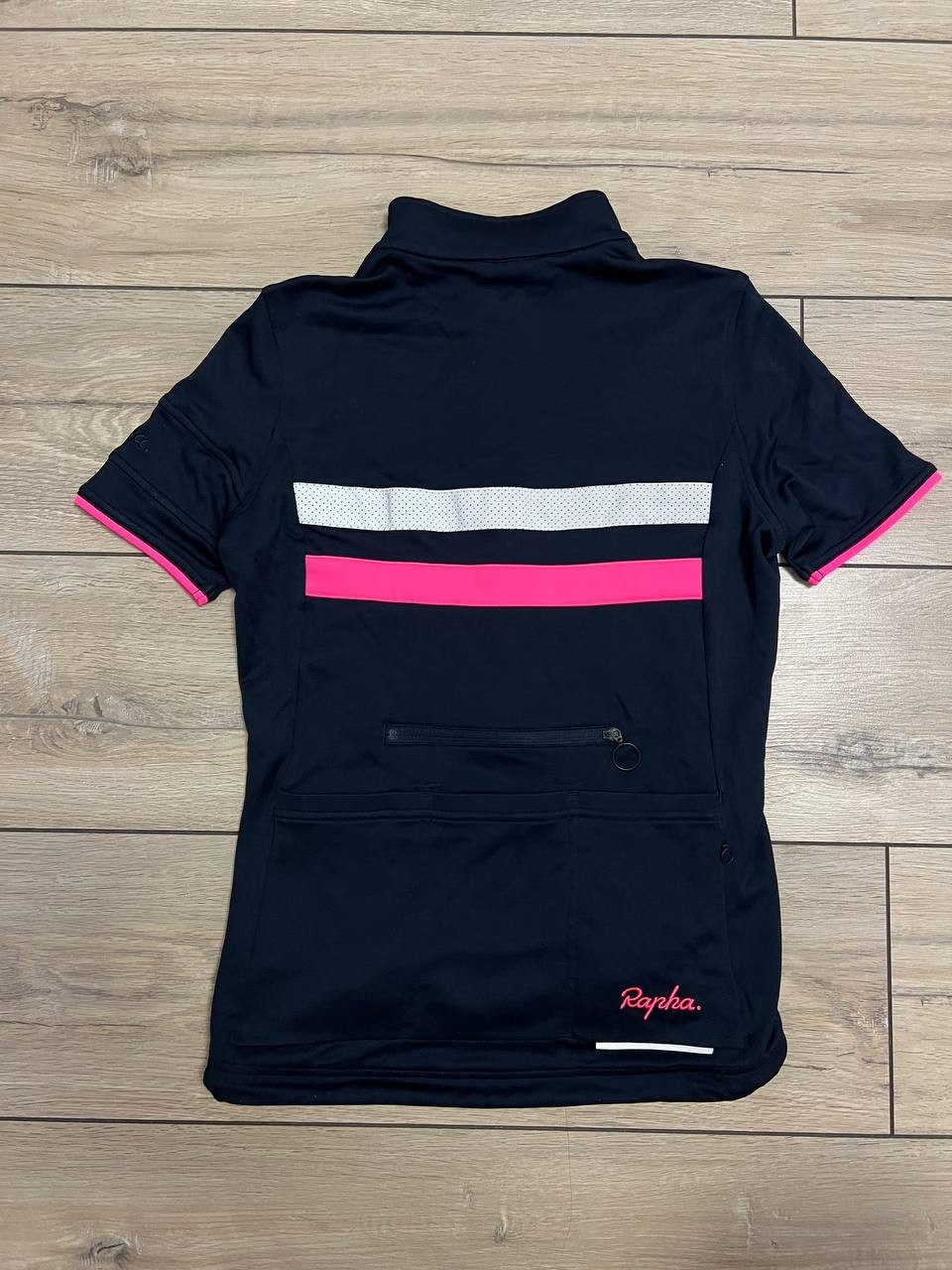 Women Rapha SS Berver Jersey II Blue Navy Full Zip Bike Racing sz S Wool Cycling