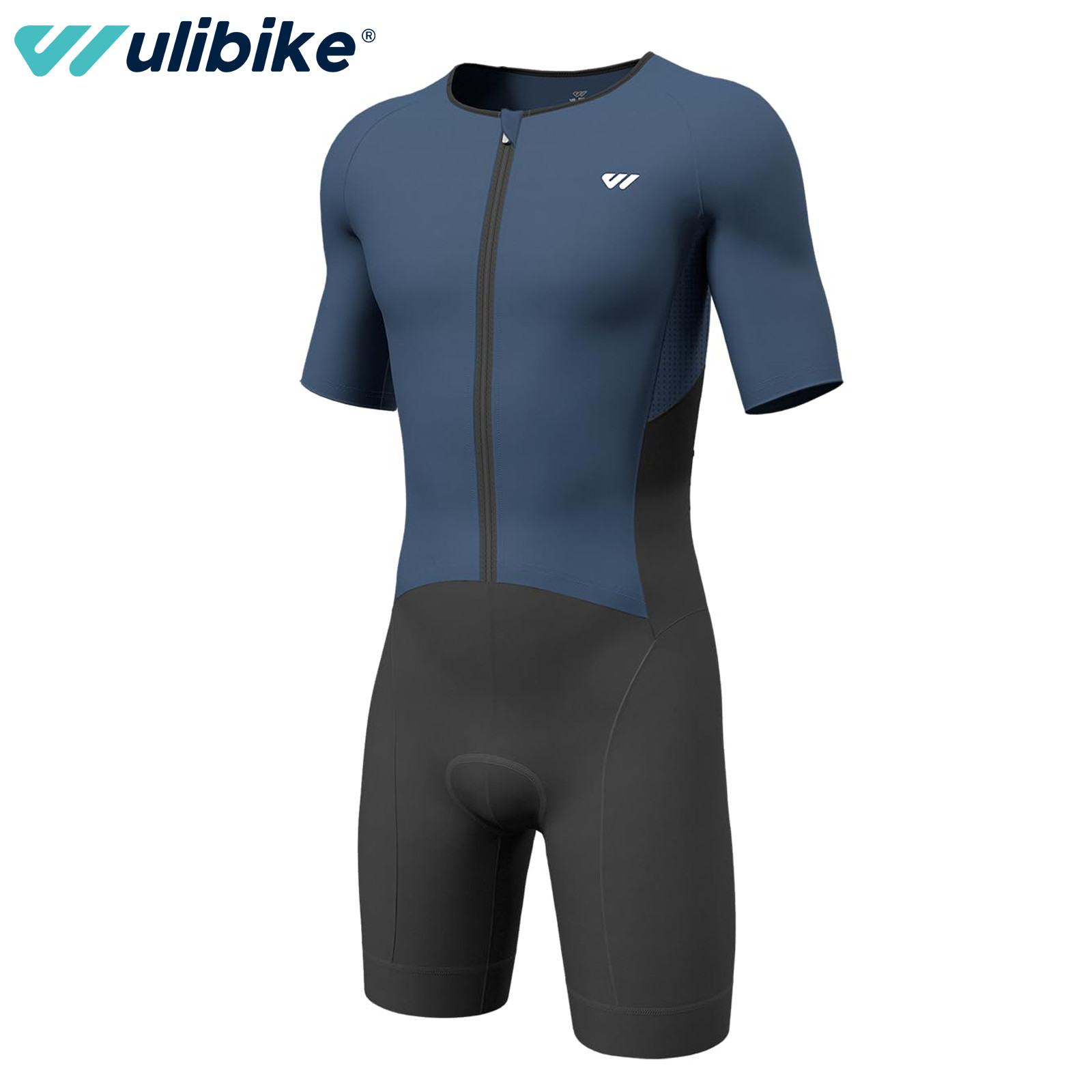 Mens Cycling Skinsuit Triathlon Tri Suit Short Sleeve One Piece Bike Gel Padded