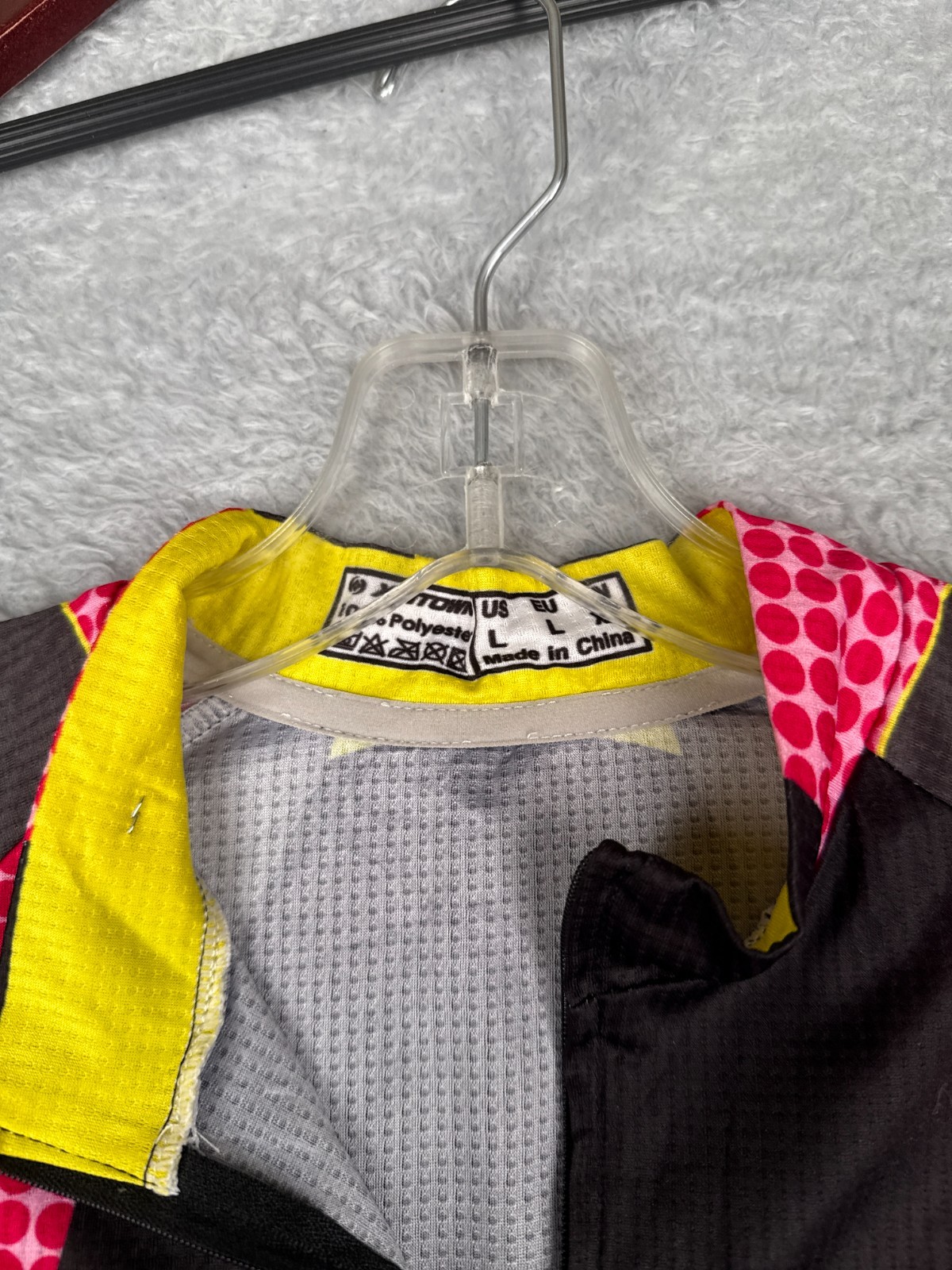 Xintown Cycling Jersey Adult Large Black Pink Yellow Full Zip Long Sleeve Poly