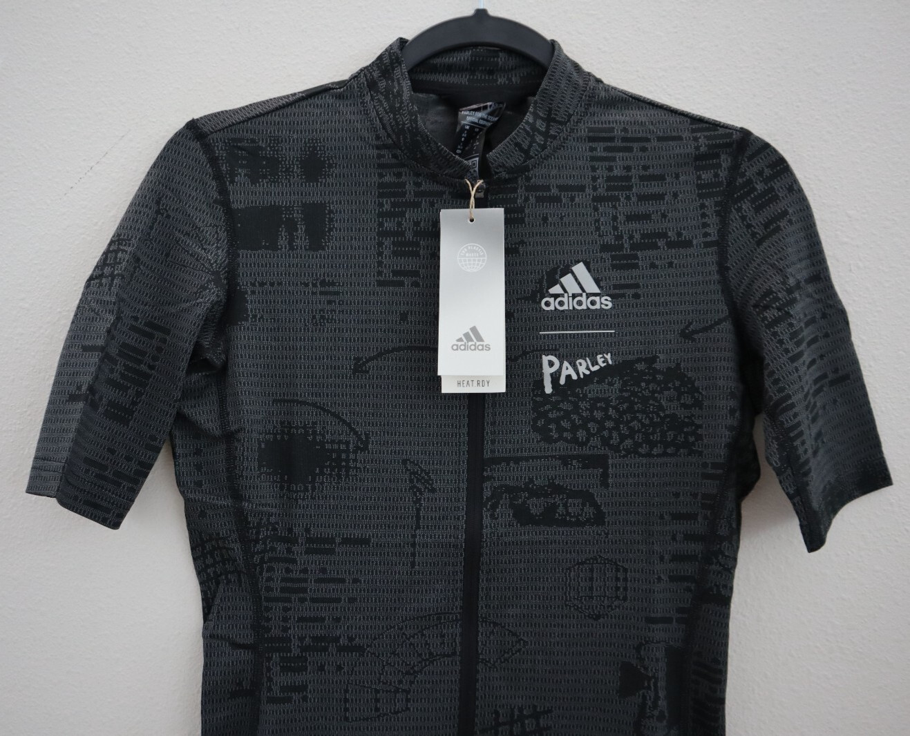 Adidas HF9020 Women Sz S Black Parley Full Zip Short Sleeve Cycling Jersey $170