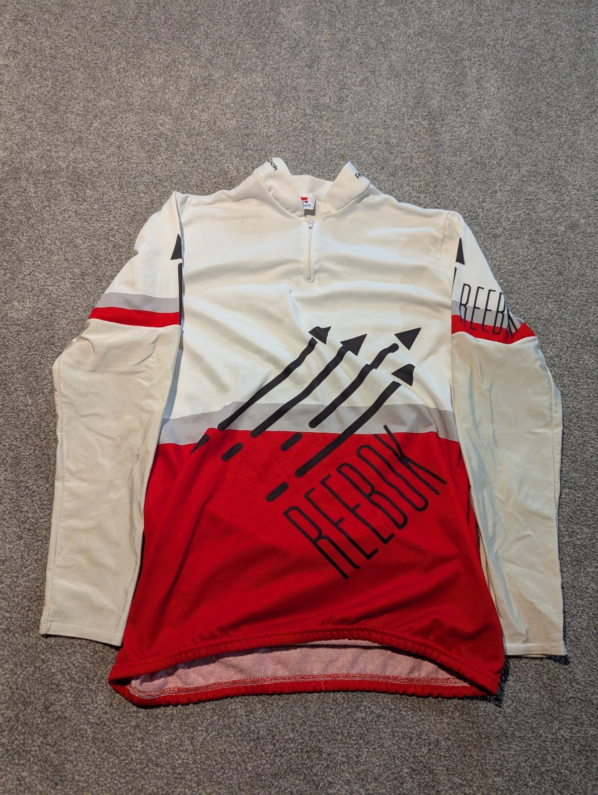 Vintage Reebok Cycling Jersey Mens XL White 1980s 90s Biking Bike