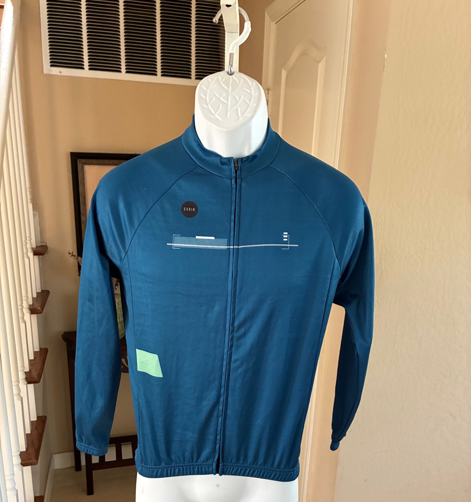 Gobik Cobble Harbor Long Sleeve Cycling Jersey Blue Full Zip Small