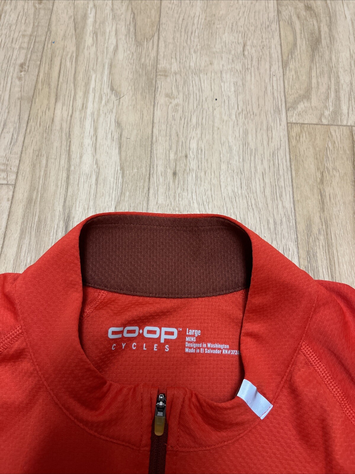 REI CO OP Cycles Men’s Large Orange Full Zip Road Jersey w/ Back Pockets