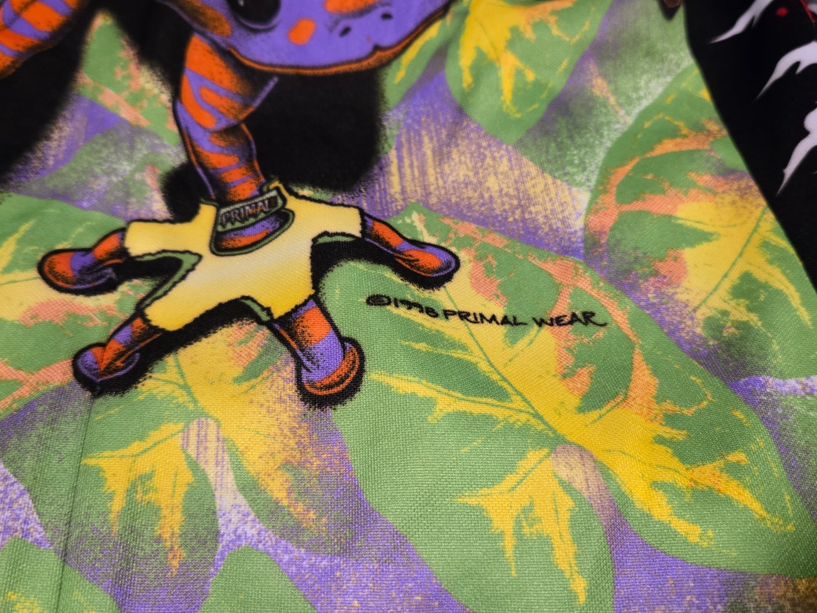 Vintage Primal Wear Cycling Jersey Zip Tree Frog Bike Bright Colorful Size MED.