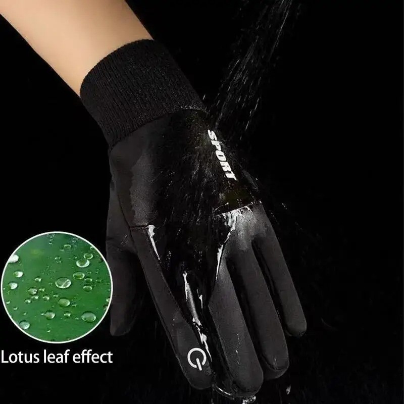 Black Winter Warm Full Fingers WaterproofCycling Outdoor Sports RunningMotorcyle