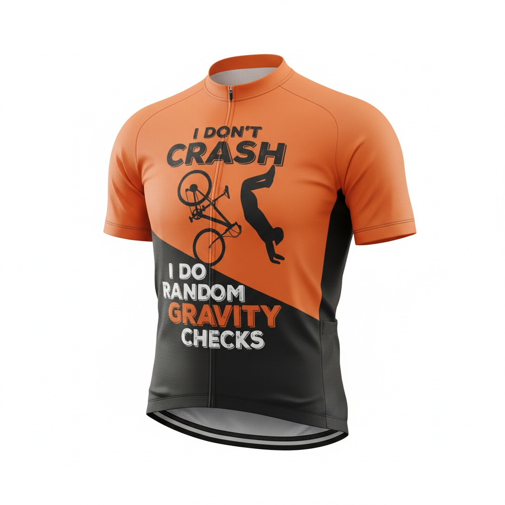 Men’s XXL Orange/Black I Don’t Crash short sleeve full zip cycling jersey
