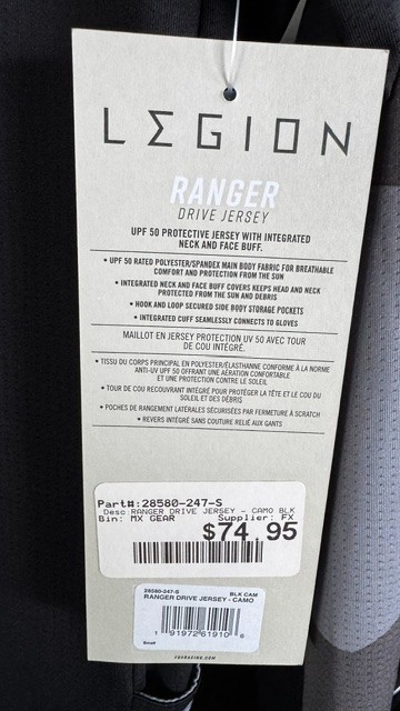 Fox Long Sleeve Ranger Drive Jersey Mens Black and Gray Camo UV Protectant