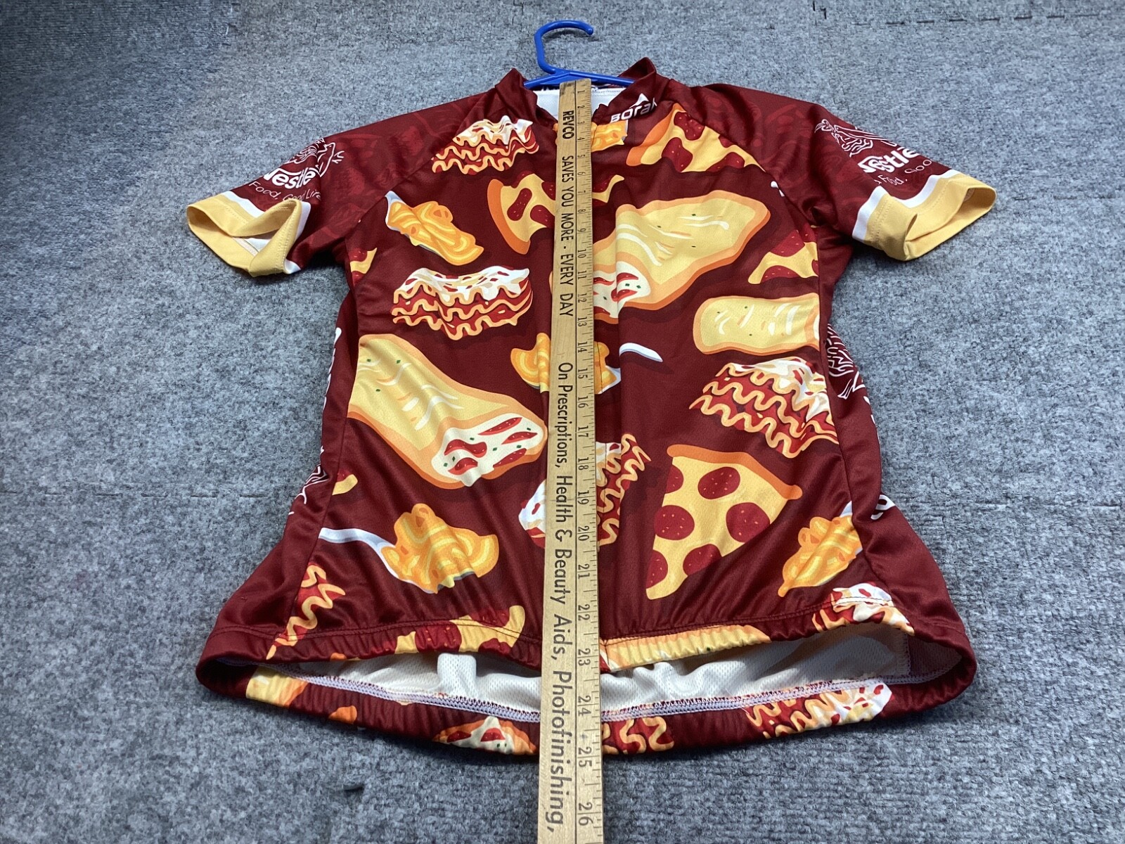 Cycling Shirt Mens Medium Maroon Pizza Graphic Pockets Bicycle
