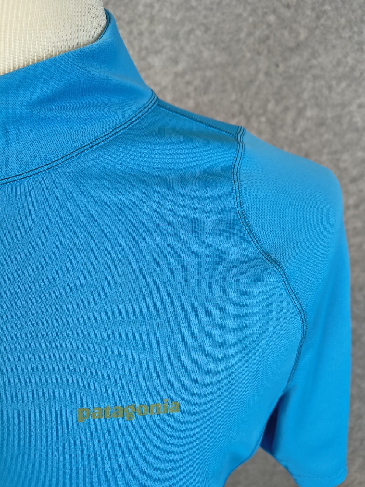 Patagonia Capilene Shirts Men Sz L Polo Performance Half Zip Blue Short Sleeves
