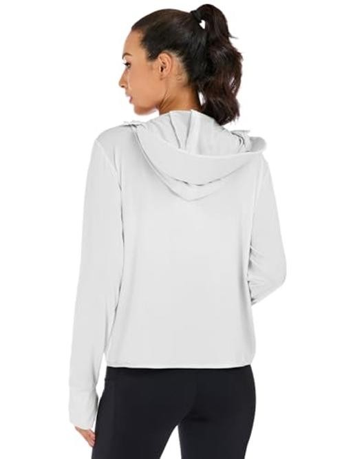 Women UPF 50+ Sun Protection Jacket Hoodie Lightweight Full Zip Large Grey