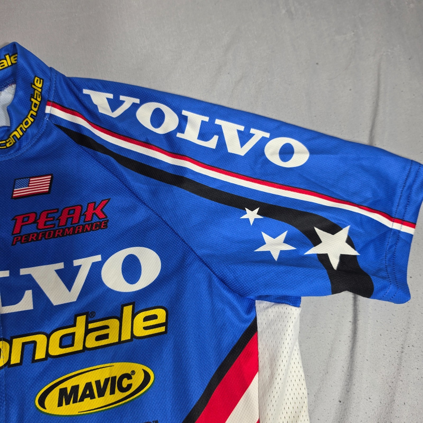 Cannondale Volvo Cycling Jersey Mens Large Full Zip Light Wear Red White Blue
