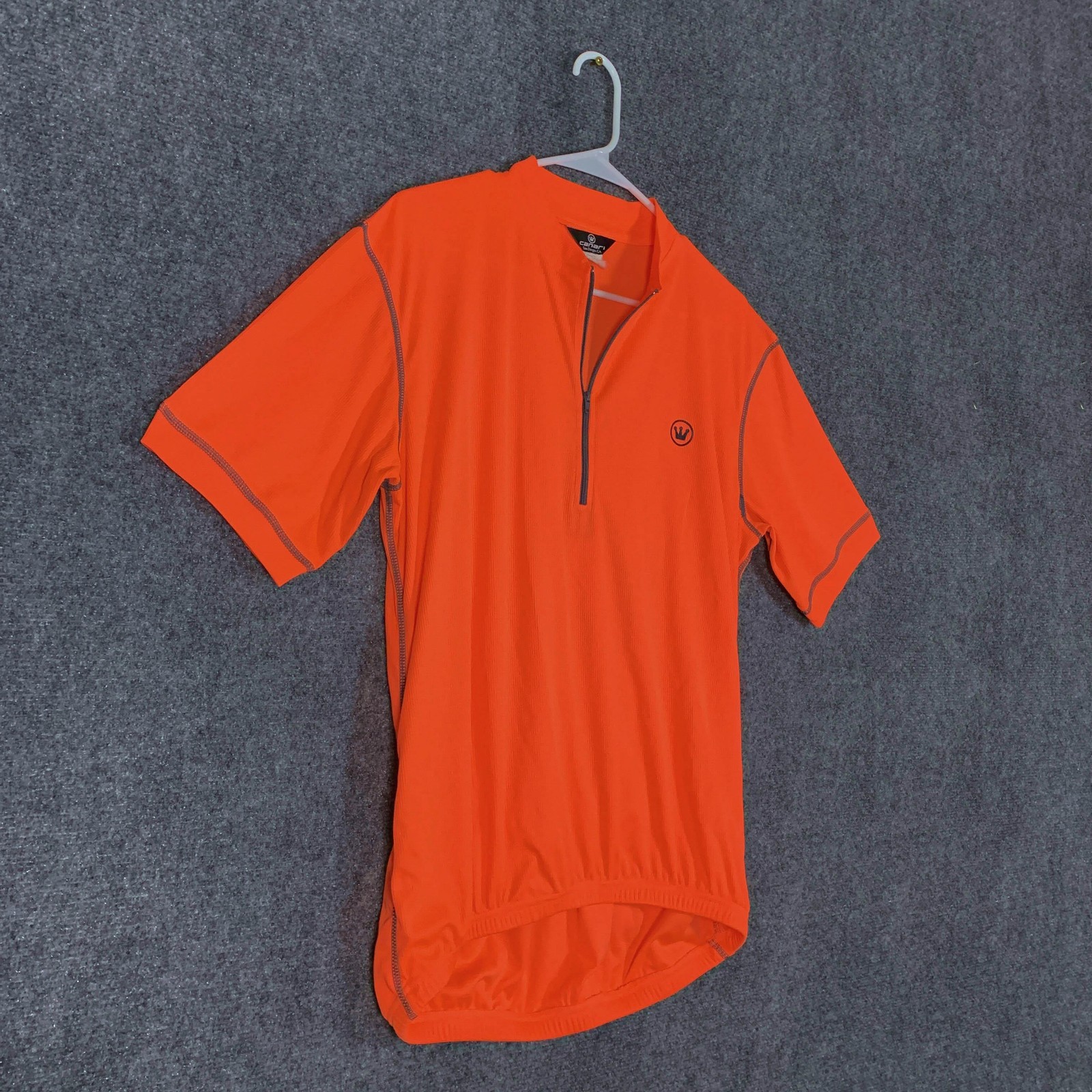 Canari Cycling Jersey Mens Medium Orange 1/4 Zip Short Sleeve Hi Vis Performance