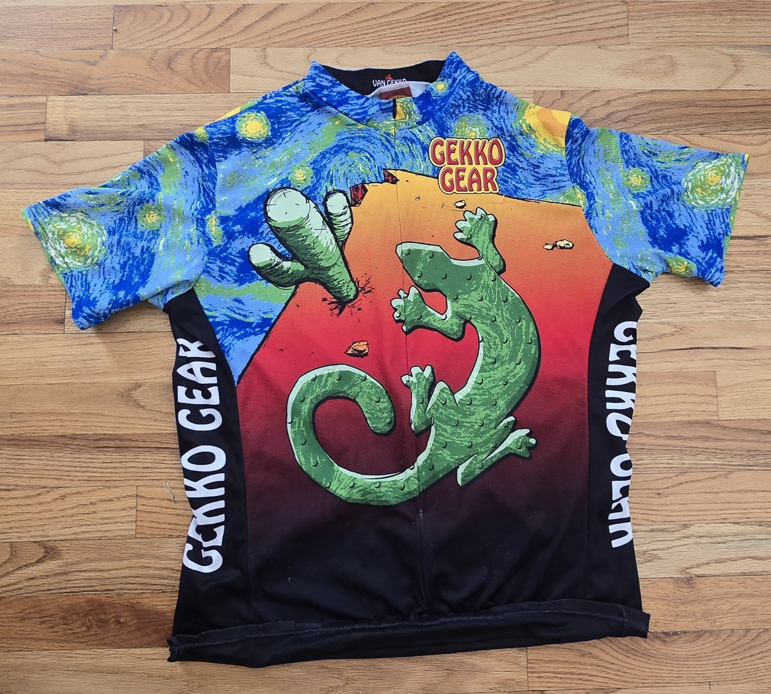 Van Gekko Cycling Jersey Unisex XL Multicolor Short Sleeve Full Zip Collared