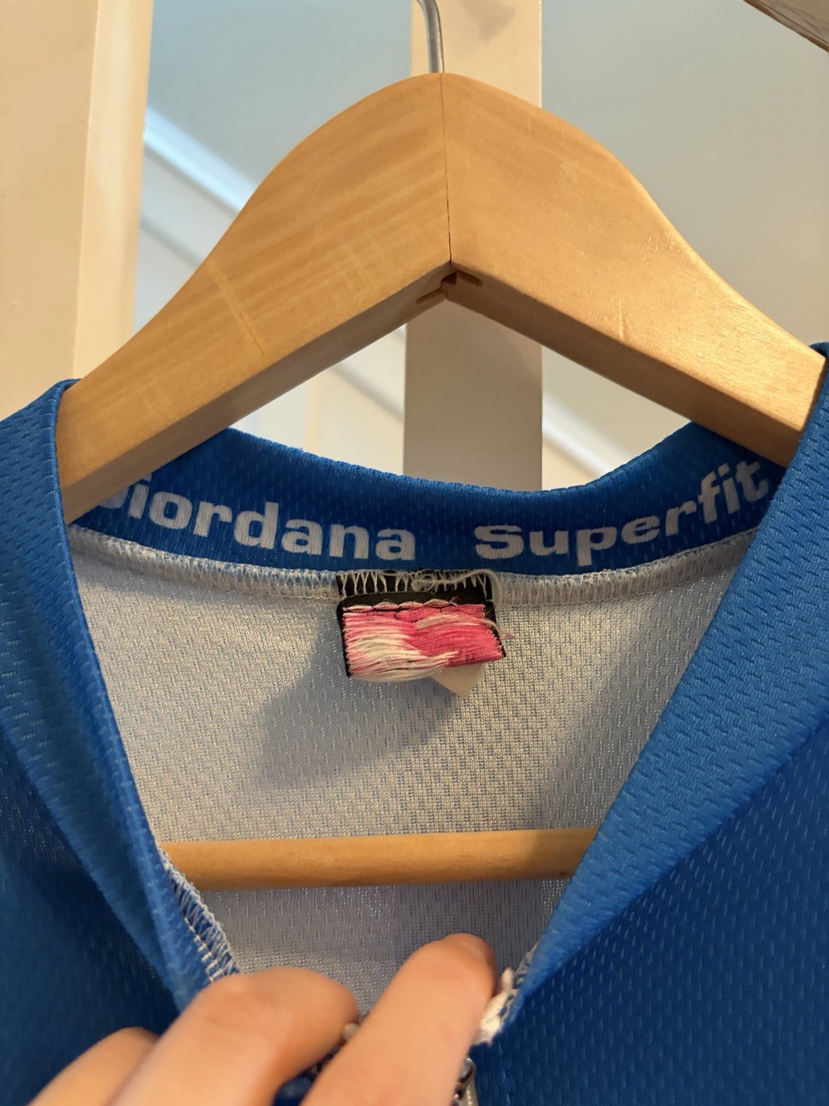 Giordana Superfit Men’s Cycling Jersey XXL Blue/White Striped 1/4 Zip Pockets