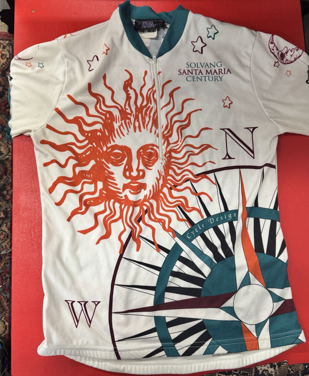 Vintage Solvang Santa Maria Century CYCLING JERSEY RACING Sun Compass Lion M/L