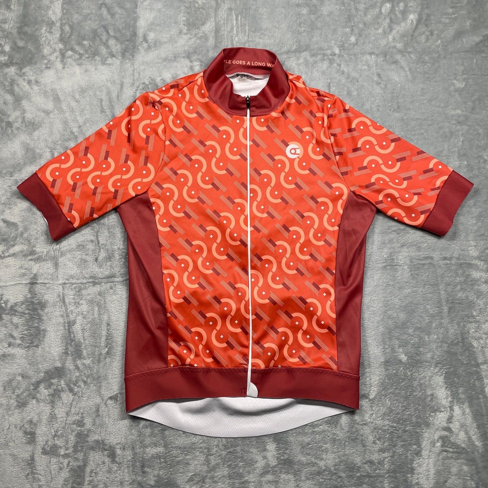 Nopinz Cycling Jersey Mens XL Orange Maroon Geometric Short Sleeve Full Zip Aero