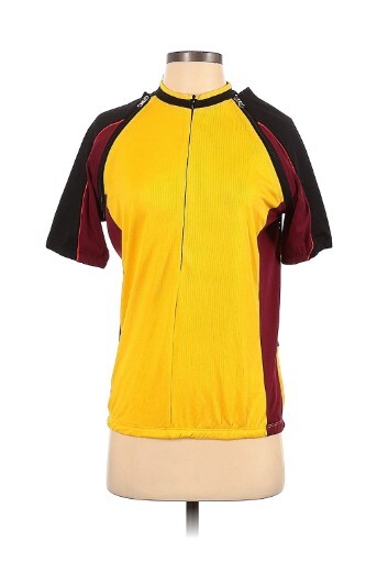 Seek The Label Cycling Jersey Women Small Yellow Maroon Removable Sleeve 1/4 Zip