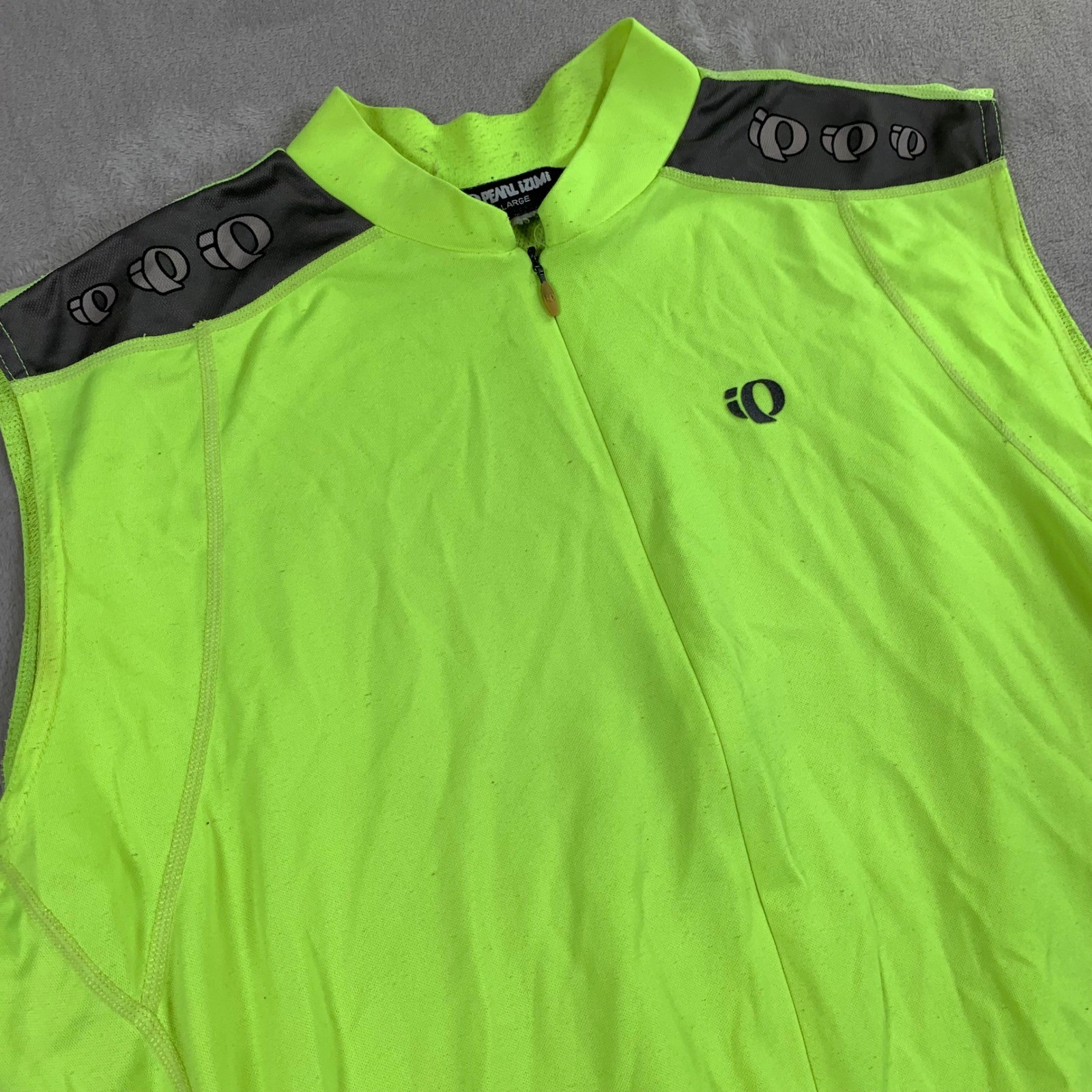 Pearl Izumi Cycling Jersey Mens XL Neon Yellow Sleeveless Quarter Zip Bike Top