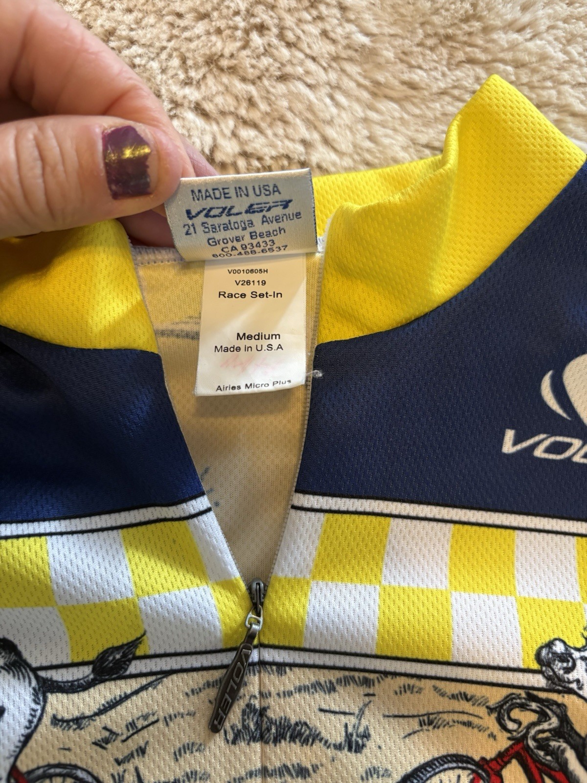 VOLER BIKING SHIRT M Holstein Whimsical Cows Race Set-in “Share The Road “ Top