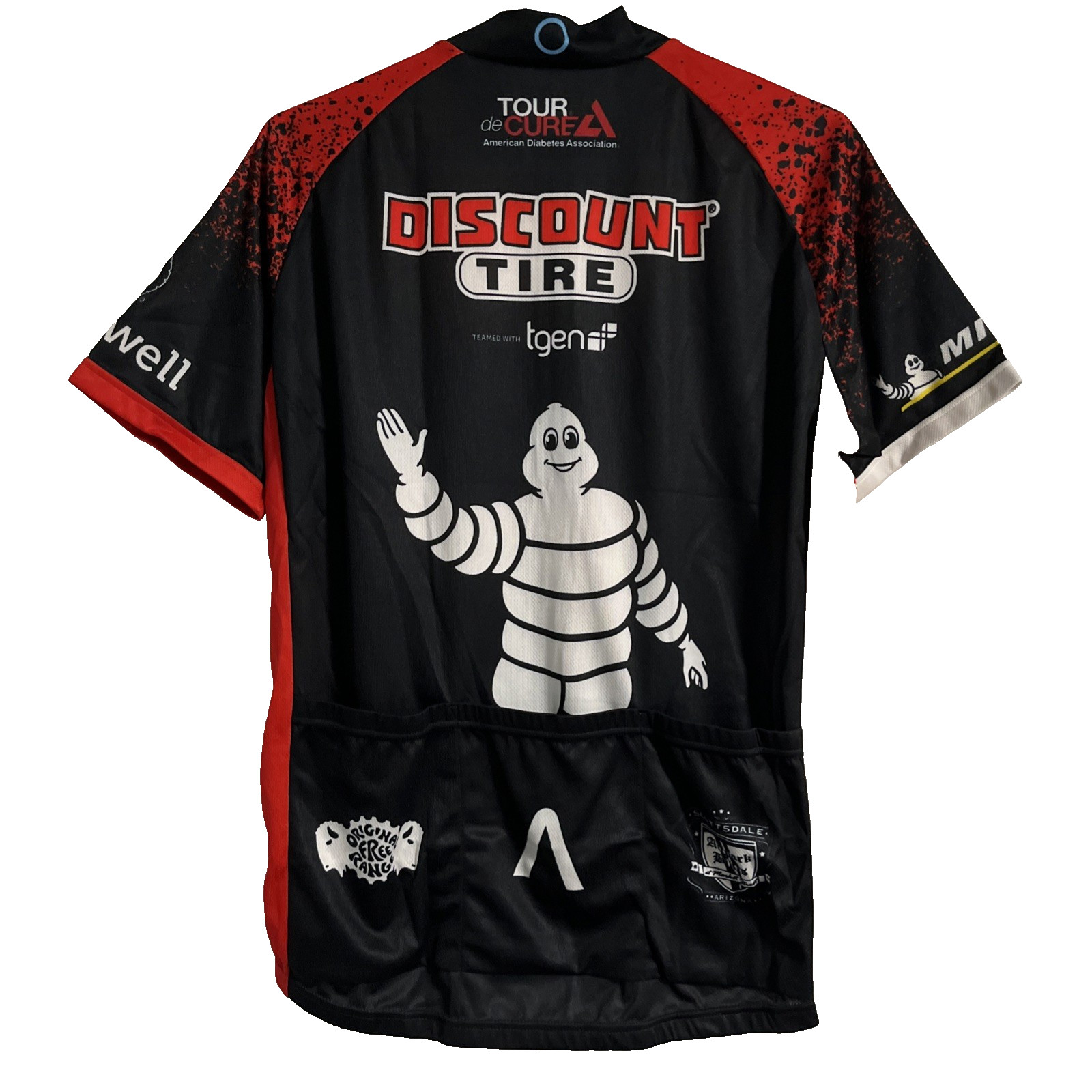 Discount Tire Cycling Jersey Mens L Red Primal Wear Michelin Man NWT 2021-22