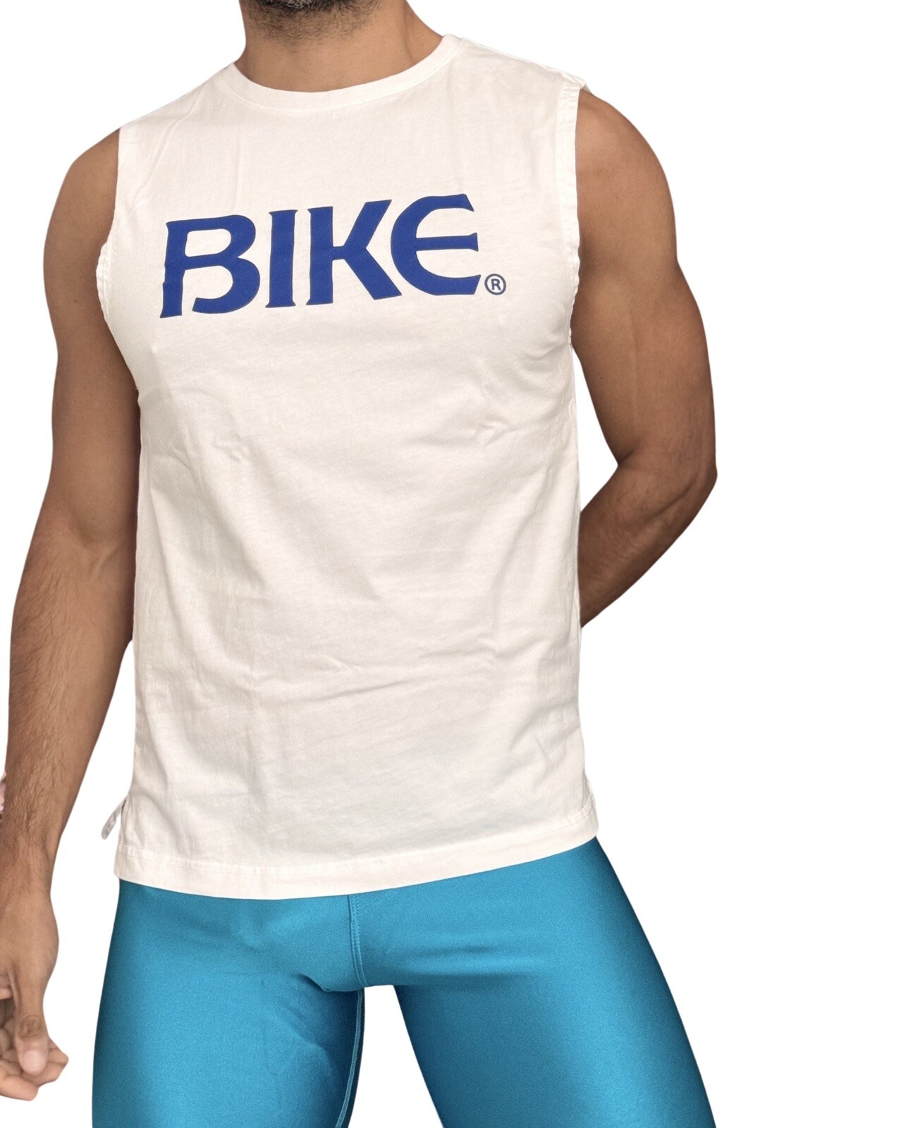 Bike Tan top Men Small White