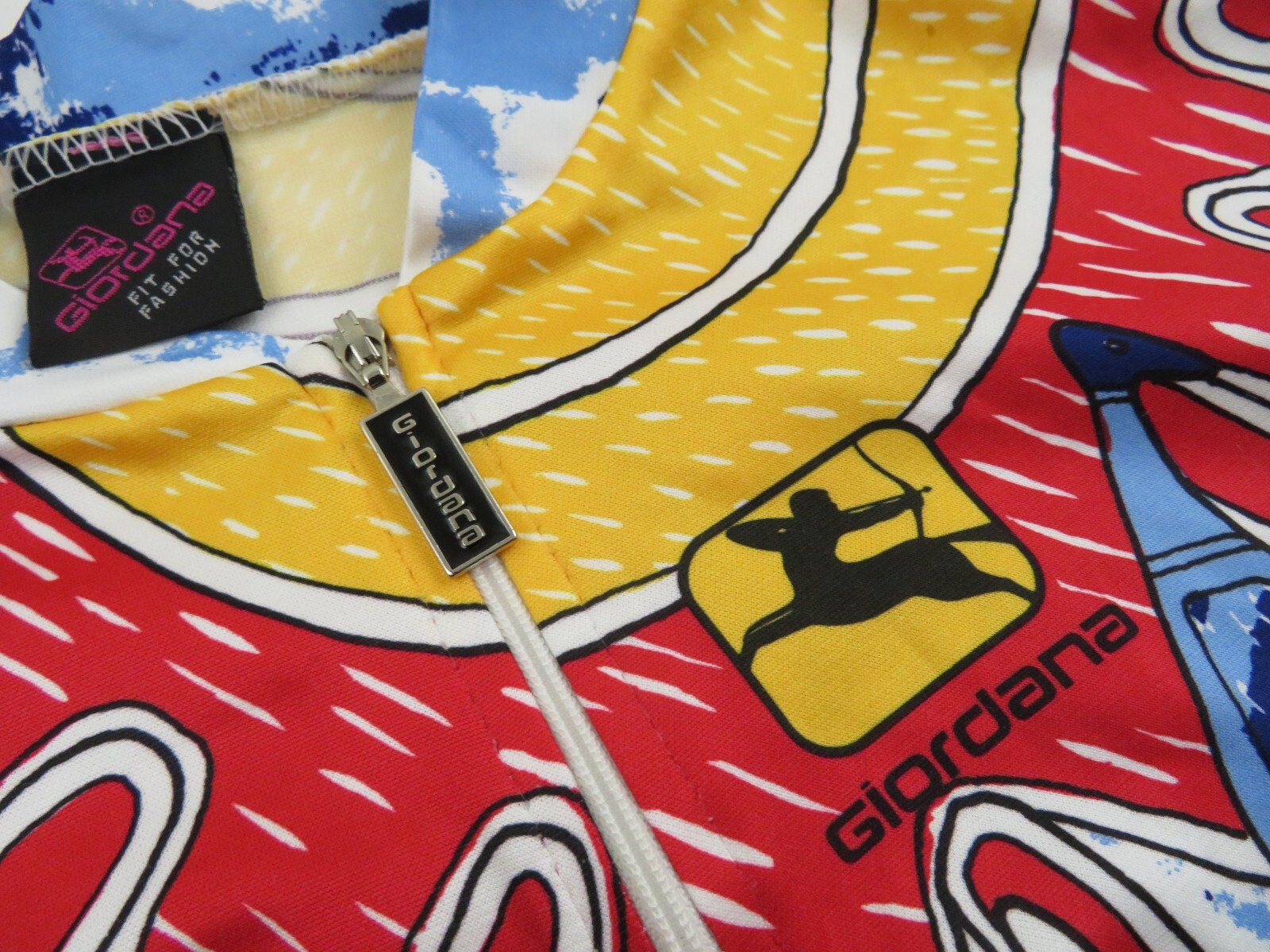 Giordana Cycling Jersey Mens S/M Penguins Surfboards Graphic Vintage Bike Shirt