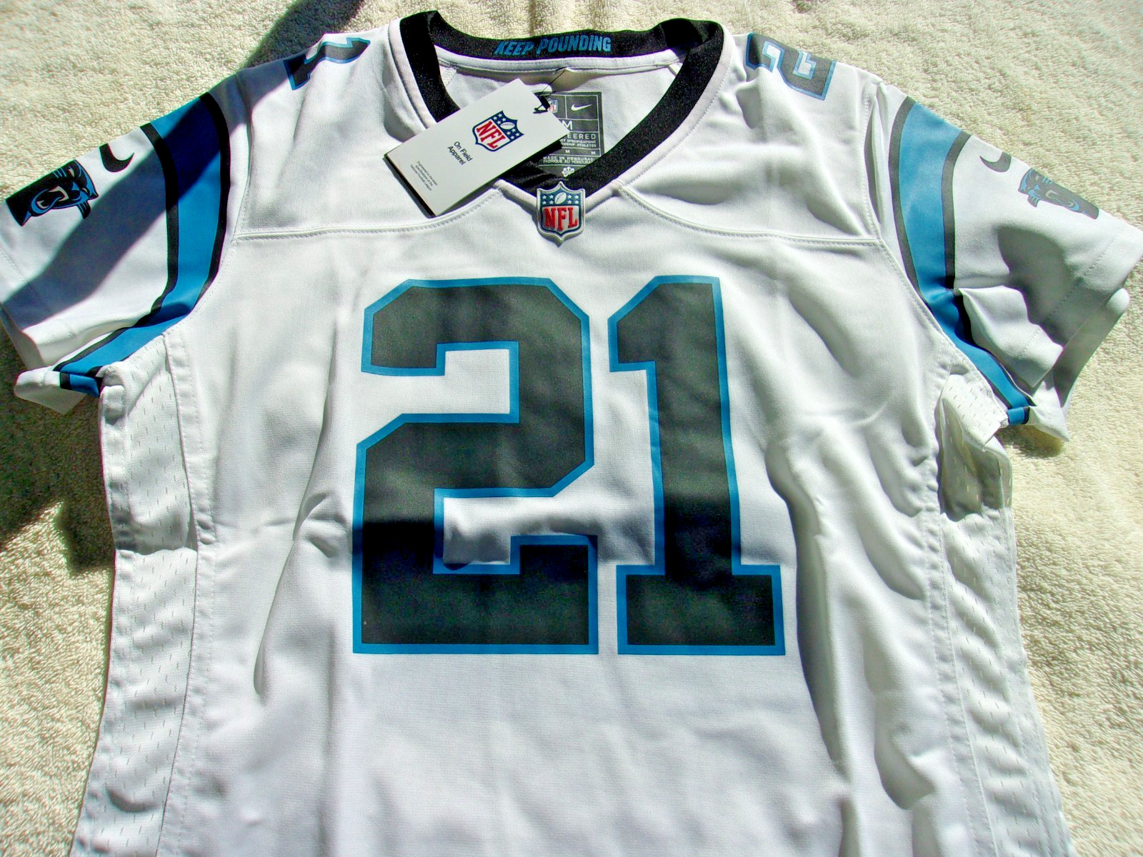 NWT Nike women’s size M, L football jersey, Carolina Panthers, #21, Chinn, $130