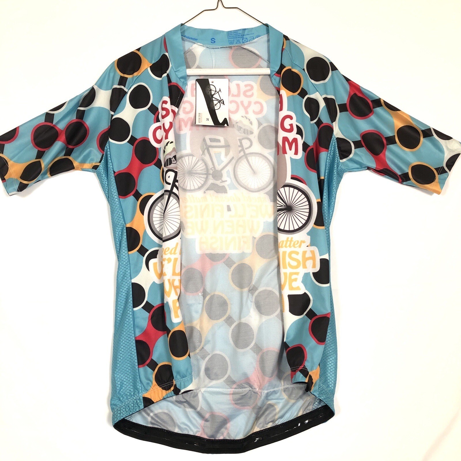 Bike Beer Sloth Cycling Team Jersey Size Small Zipper Front Three Rear Pockets