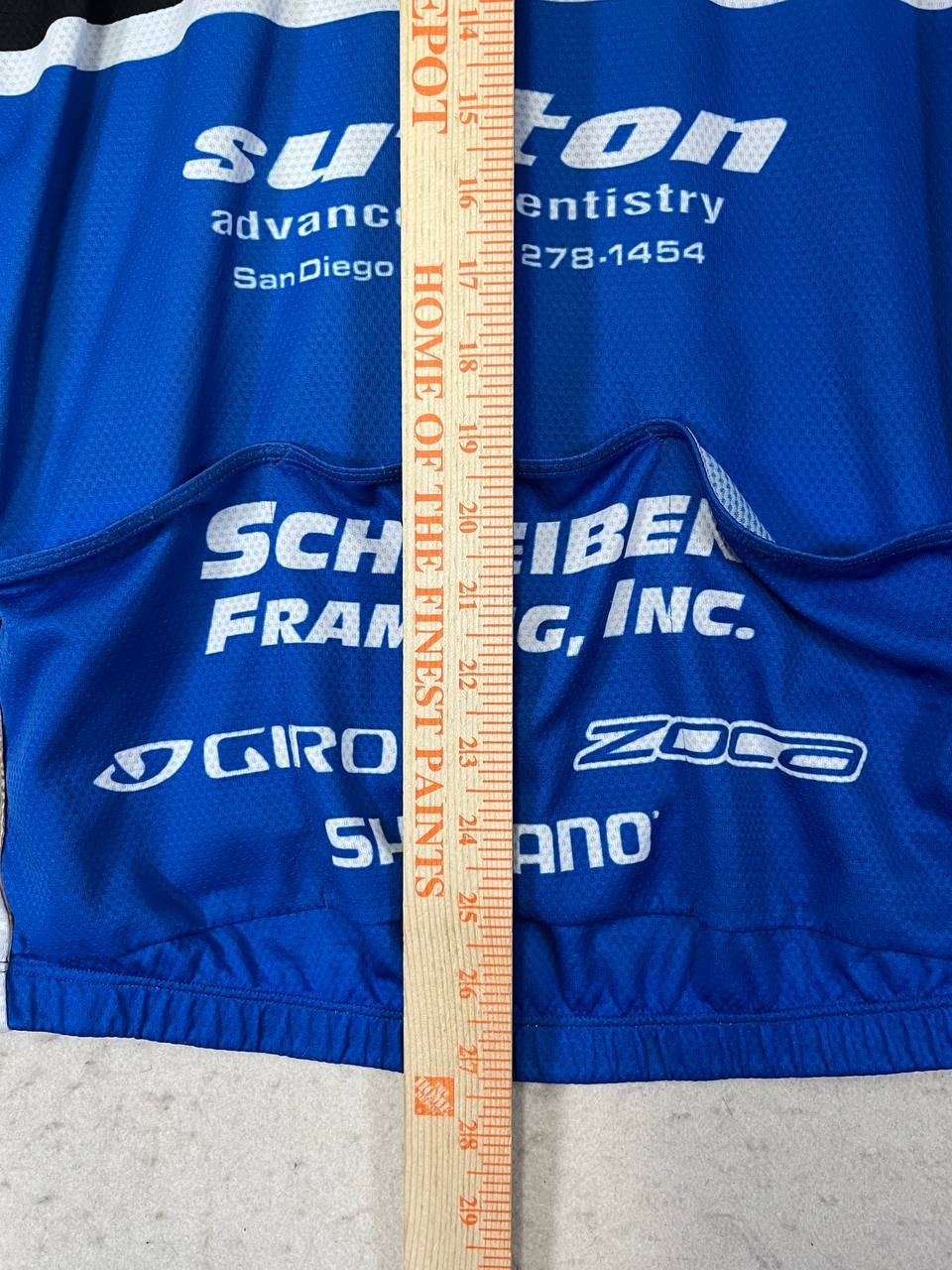 Zoca Cycling Jersey Men Size XL Blue Full Zip 3 Back Pockets Made In USA
