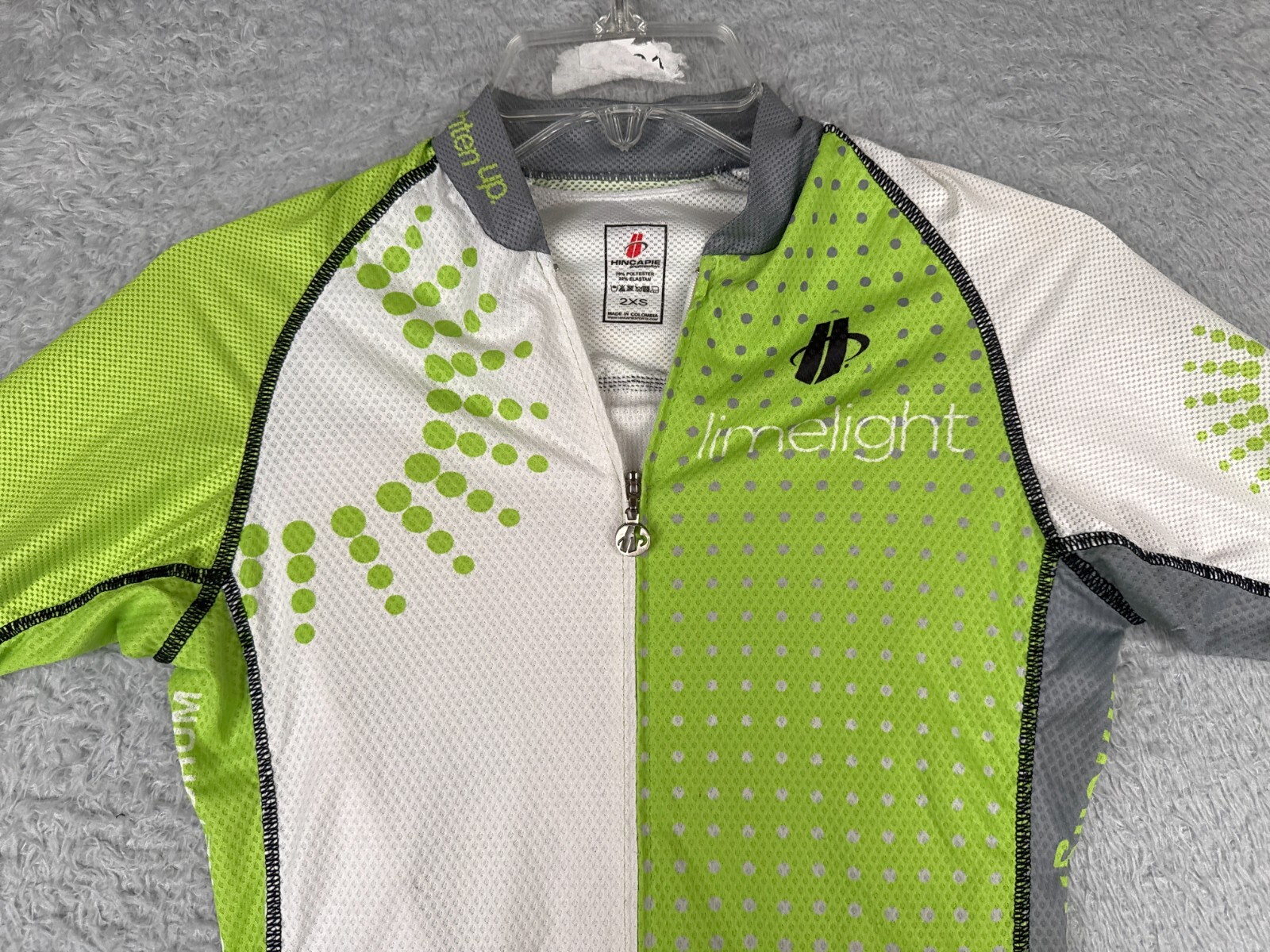 Hincapie Cycling Jersey Adult 2XS XXS Lime Green White Short Sleeve Aspen Colo
