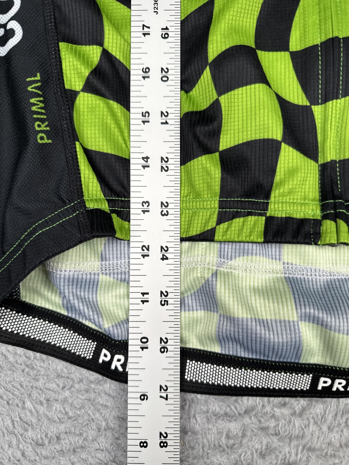 Primal Cycling Jersey Mens Large Green Black Check Graphic 1/4 Zip Pockets Bike